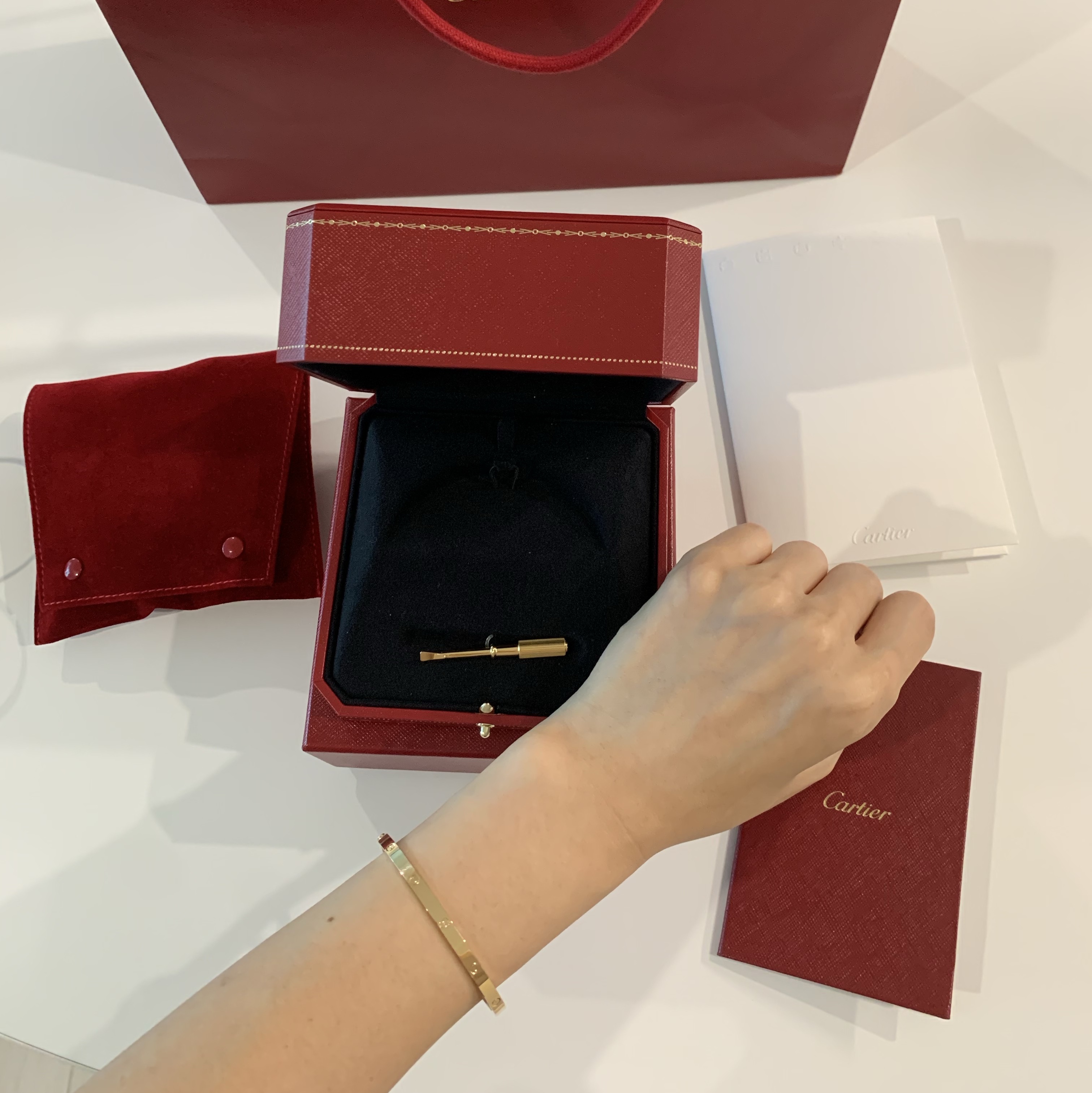 Cartier Love Bracelet Small Yellow Gold, Cartier Juste un Clou Bracelet Small Yellow Gold Diamond 착용 스타일 - 1