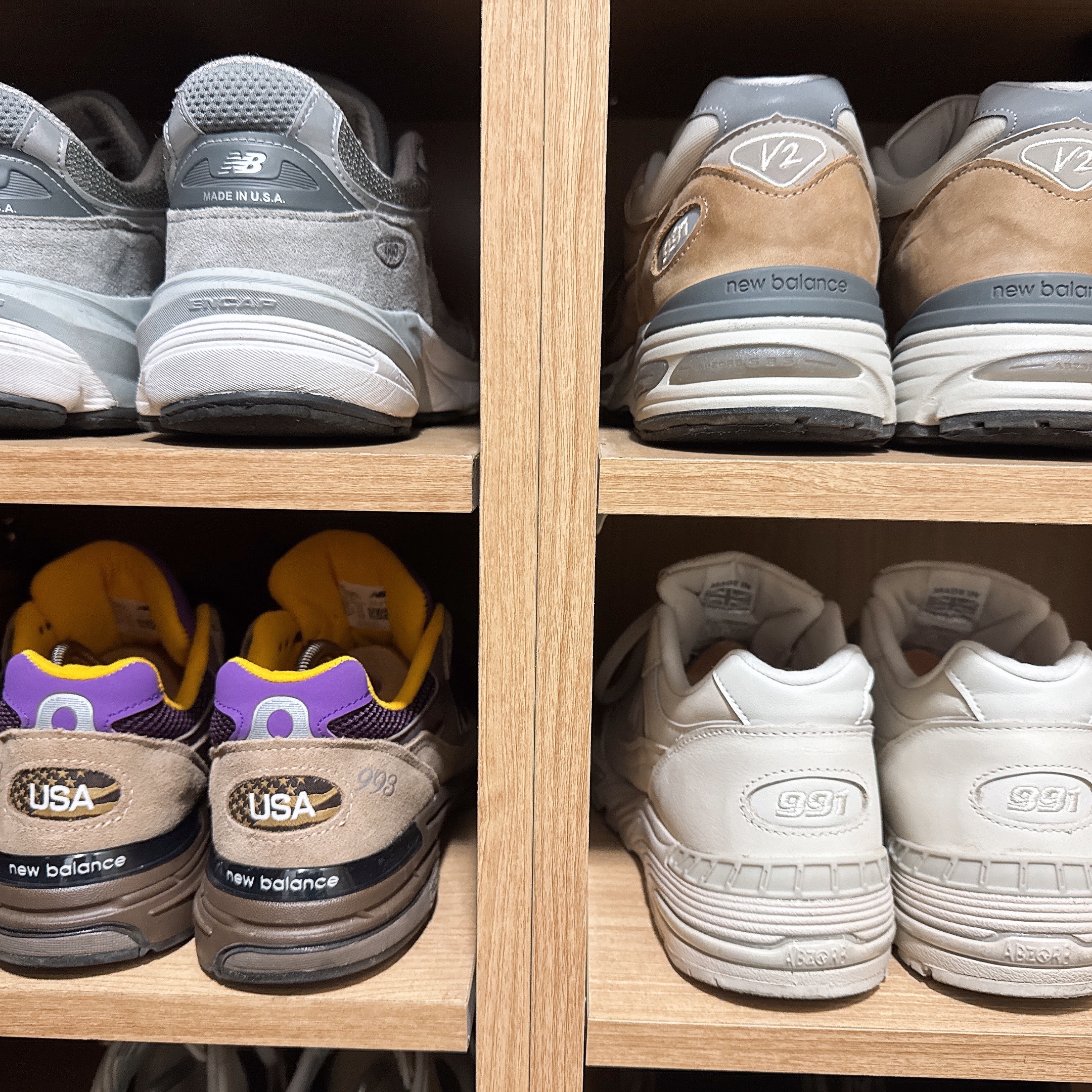 New Balance 991v2 Made in UK Coco Mocca, New Balance 990v6 Made in USA Grey - D Standard 착용 스타일