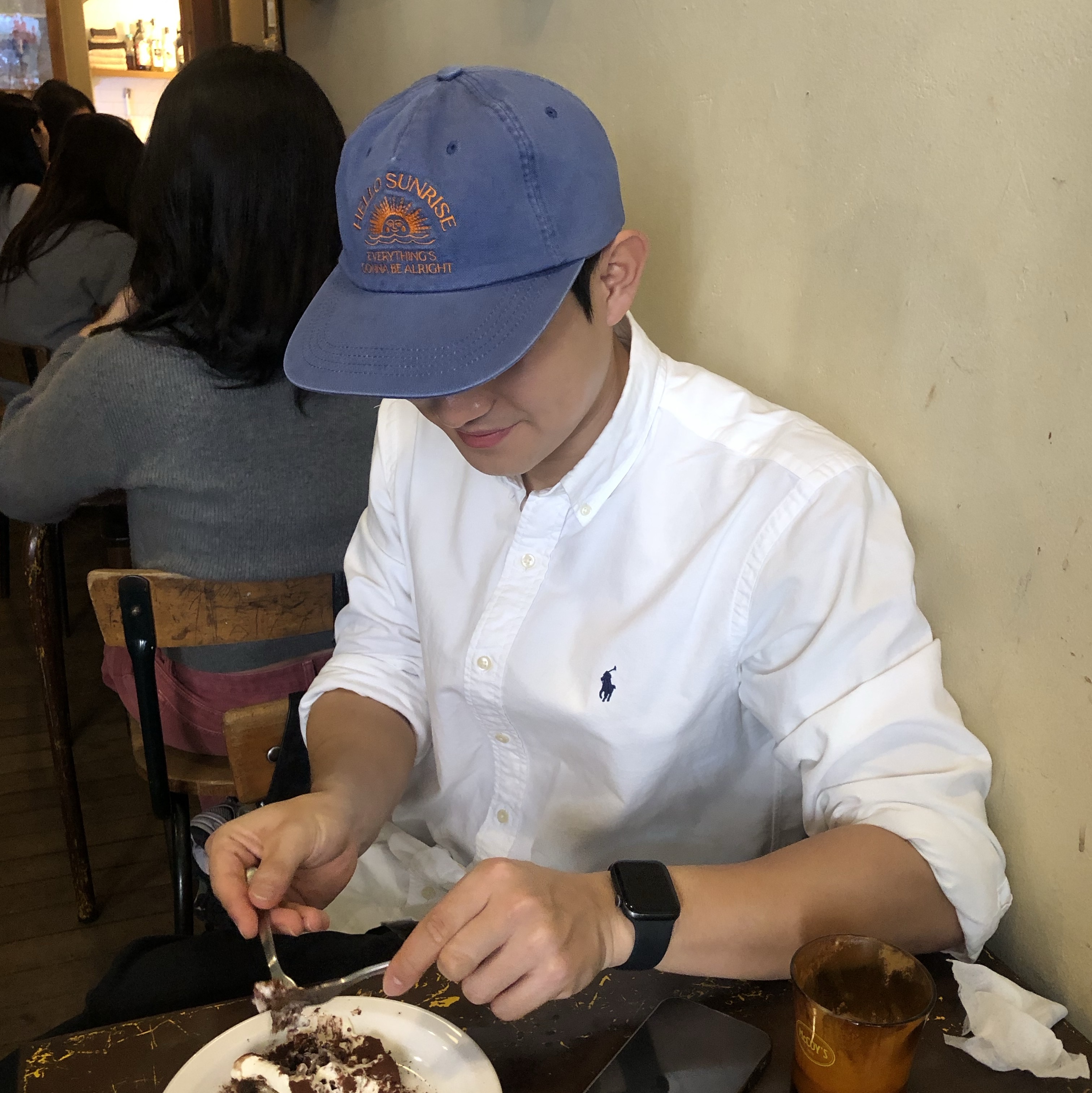 Hello Sunrise Arch Logo 5 Panel Cap Ocean Blue 착용 스타일 - 2