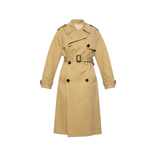 (W) Saint Laurent Double Breasted Trench Coat Beige