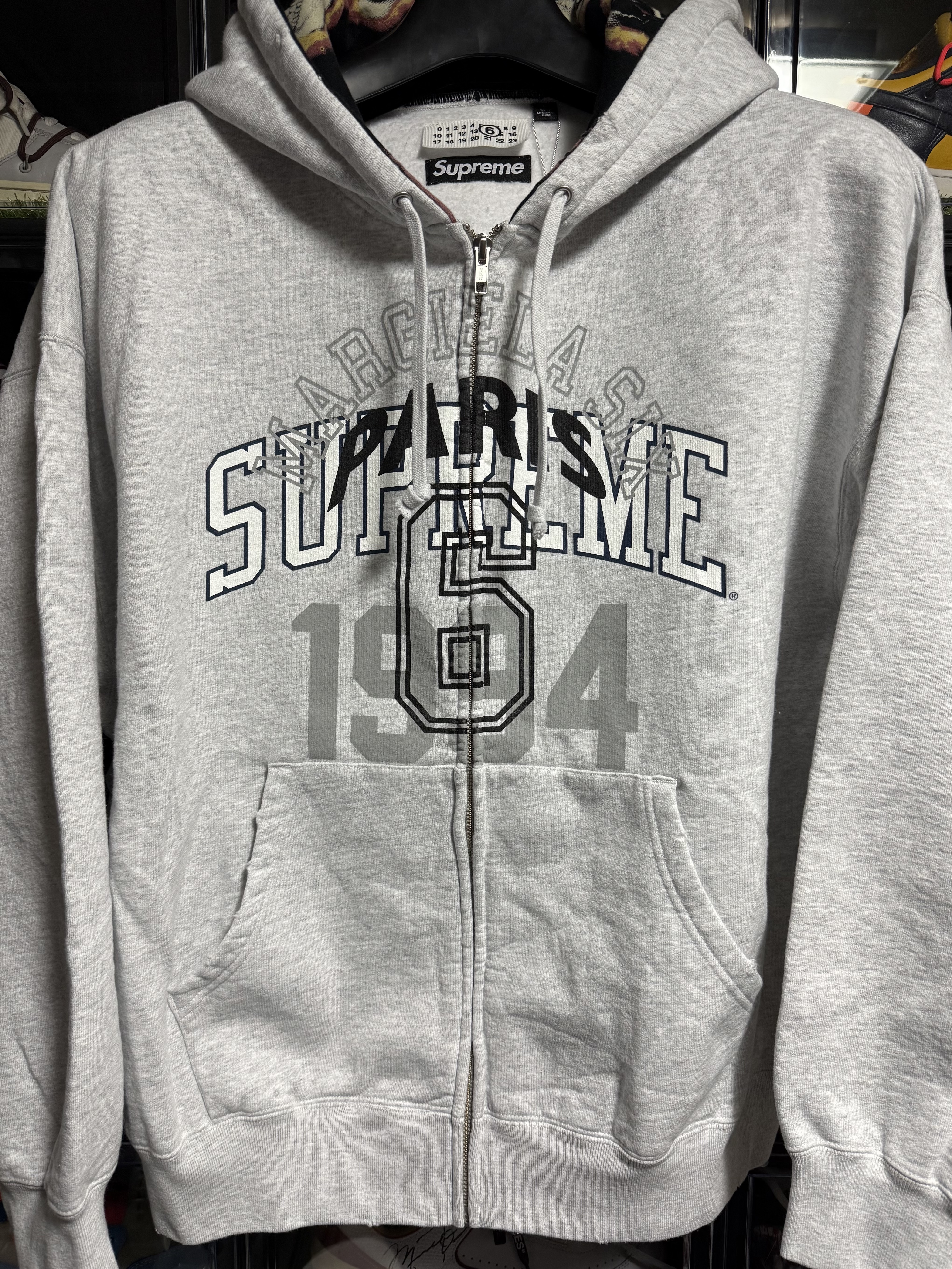 Supreme x MM6 Maison Margiela Zip Up Hooded Sweatshirt Ash Grey - 24SS 착용 스타일