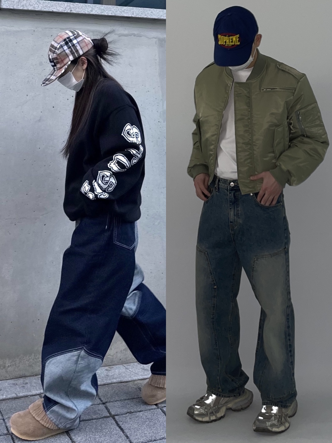 Supreme Lochcarron Camp Cap Tan Plaid - 24FW, Supreme Warm Up 6-Panel Navy - 23FW 착용 스타일 - 2