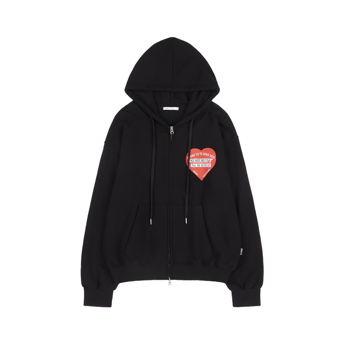 팬시클럽 크림슨 하트 후드 집업 블랙