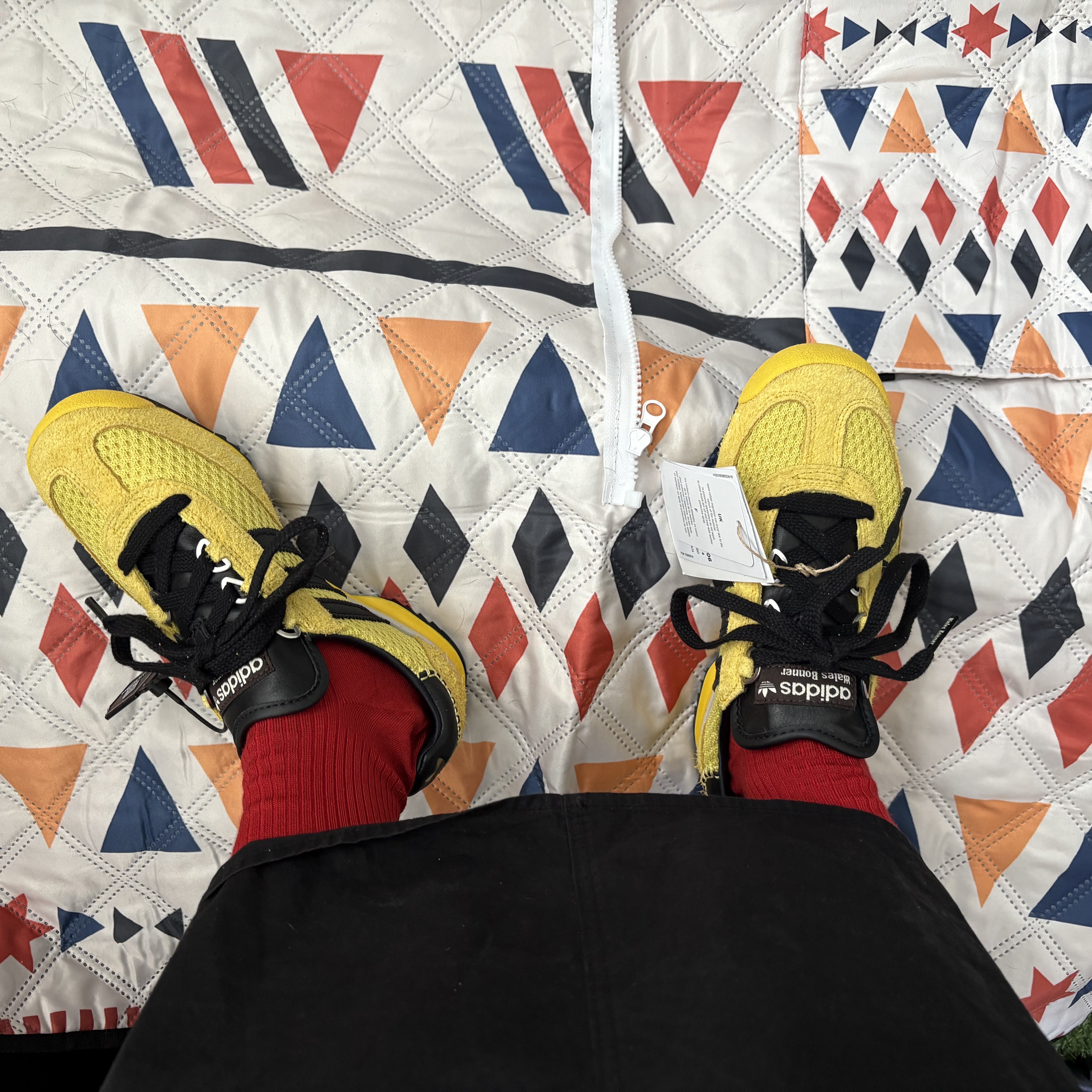 Adidas x Wales Bonner SL 76 Yellow Core Black 착용 스타일
