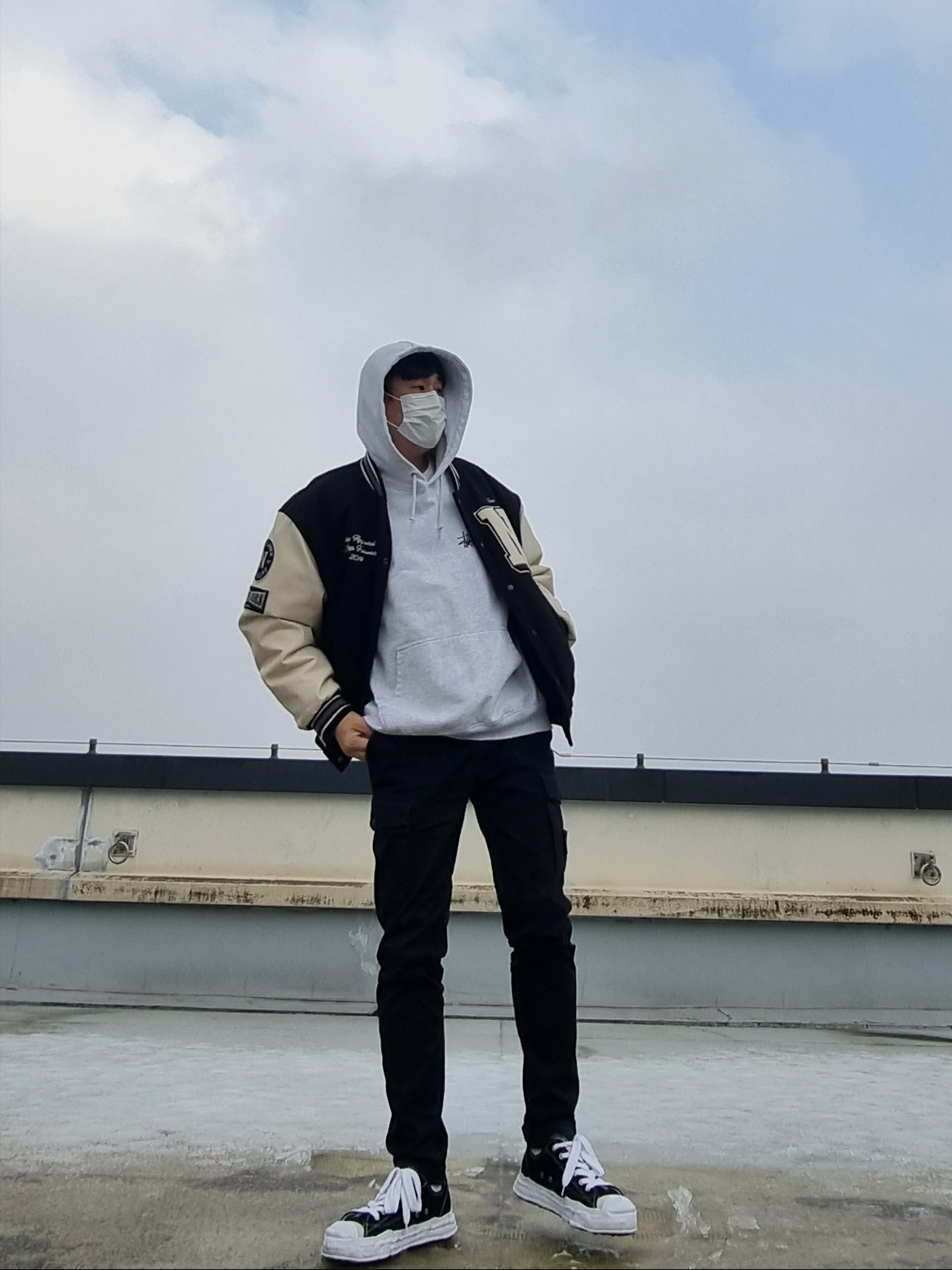 Maison Mihara Yasuhiro Hank OG Sole Canvas Low-top Sneakers Black, Stussy Basic Stussy Hoodie Ash Heather 2021 착용 스타일 - 1