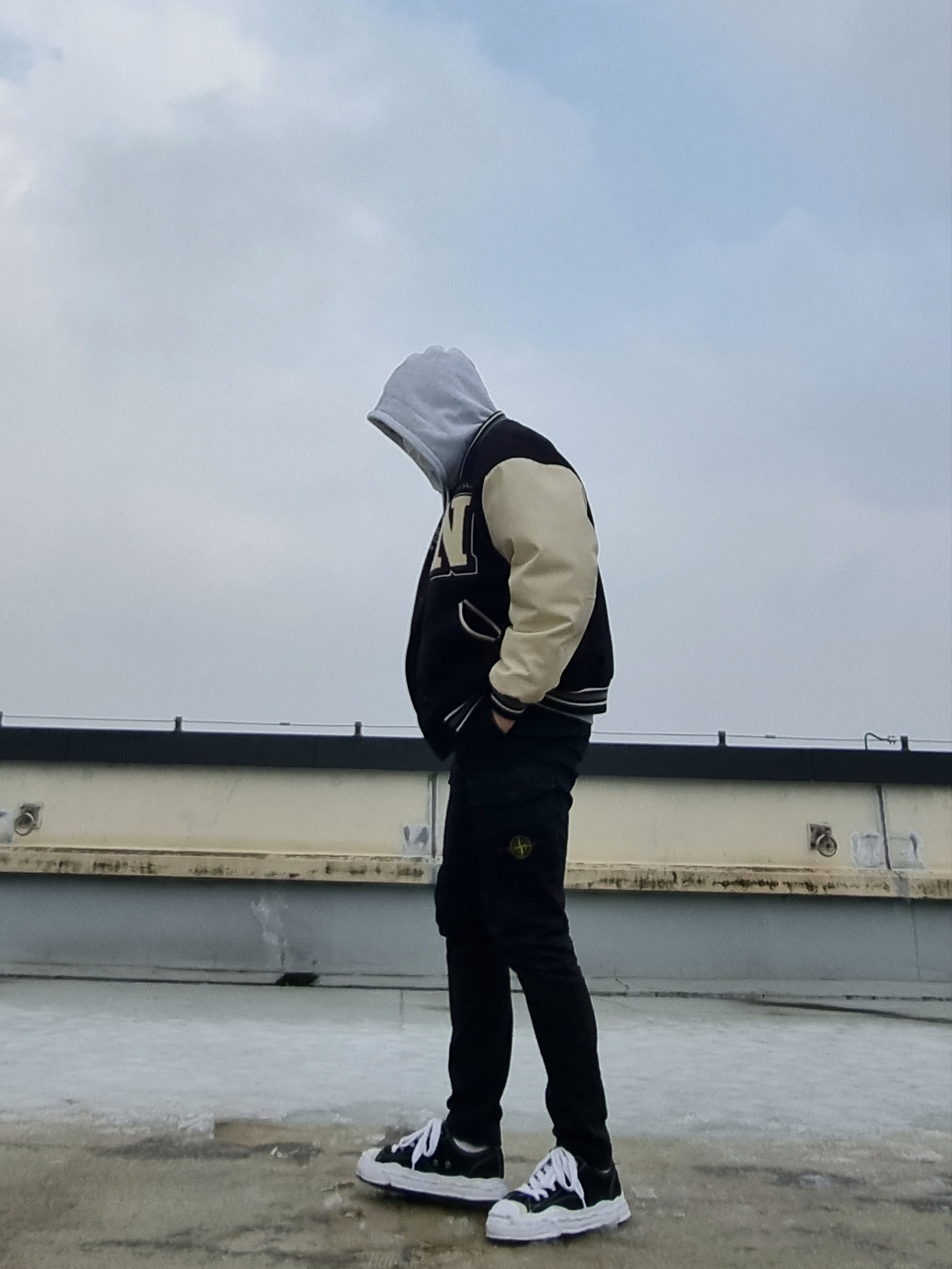 Maison Mihara Yasuhiro Hank OG Sole Canvas Low-top Sneakers Black, Stussy Basic Stussy Hoodie Ash Heather 2021 착용 스타일 - 3