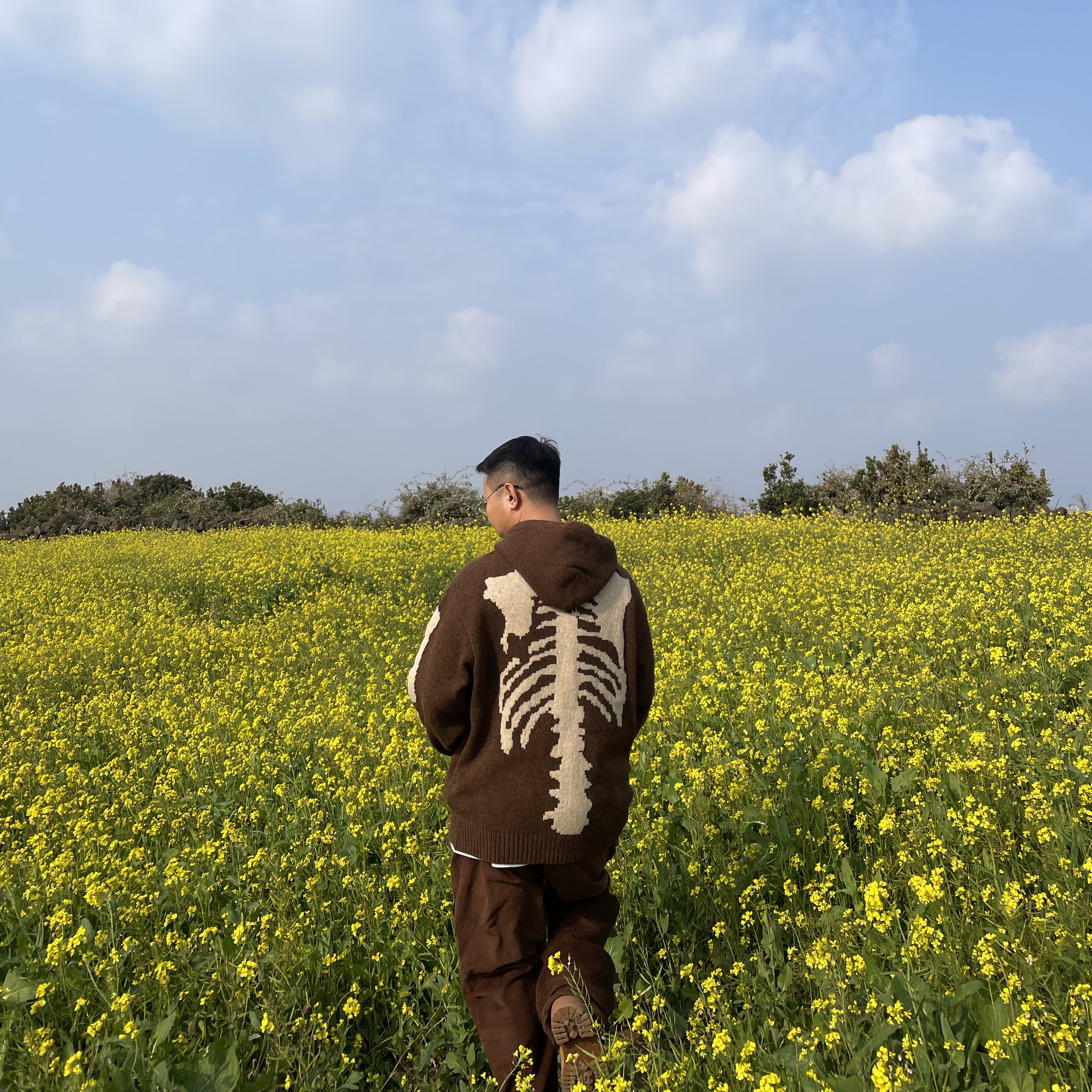 Kapital 5G Wool Bone Hooded Sweater Brown 착용 스타일