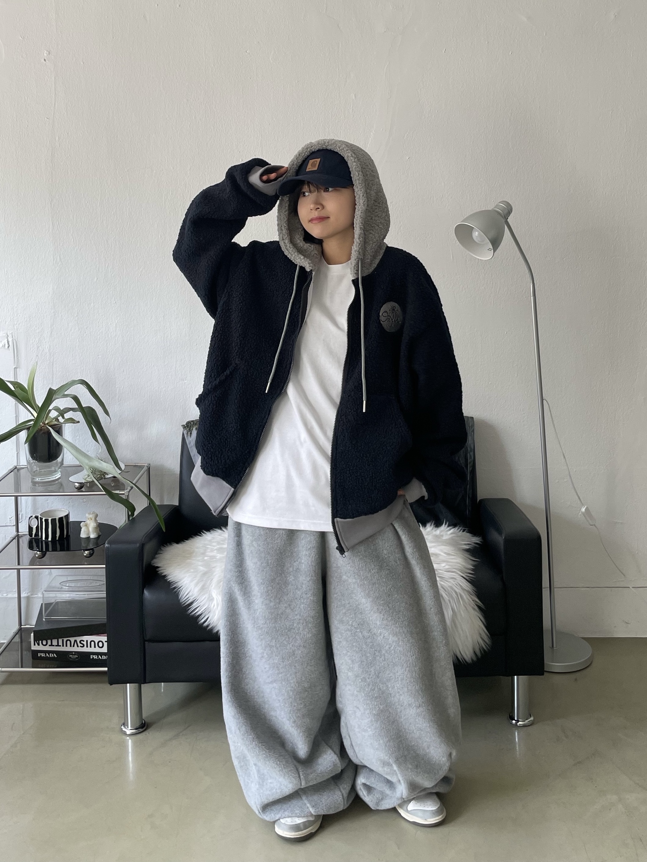 Carhartt Canvas Cap Navy, (W) Nike Dunk Low Light Smoke Grey 착용 스타일 - 2