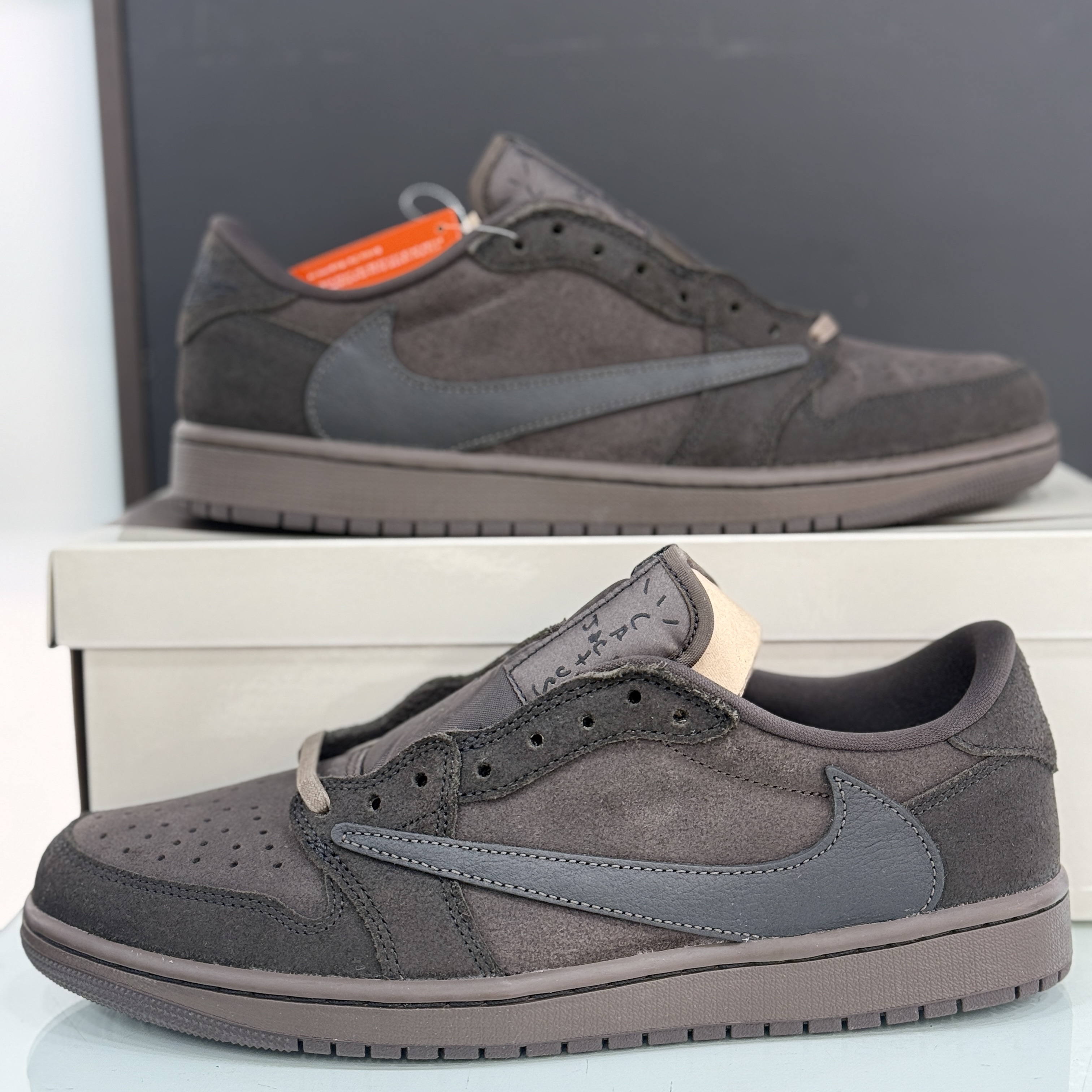 Jordan 1 x Travis Scott Retro Low OG SP Velvet Brown and Dark Mocha 착용 스타일