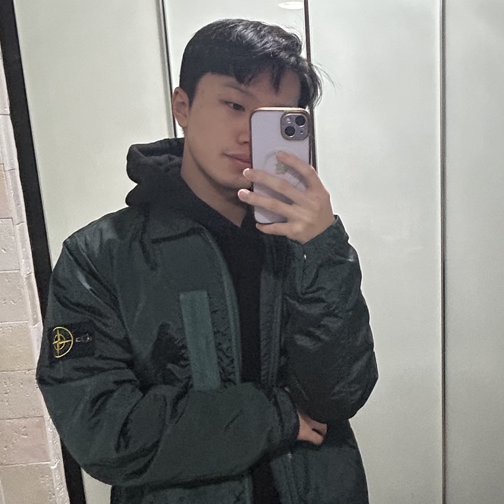 Stone Island Q0519 Nylon Metal Econyl Regenerated Nylon Primaloft Jacket Dark Green - 22FW 착용 스타일 - 4