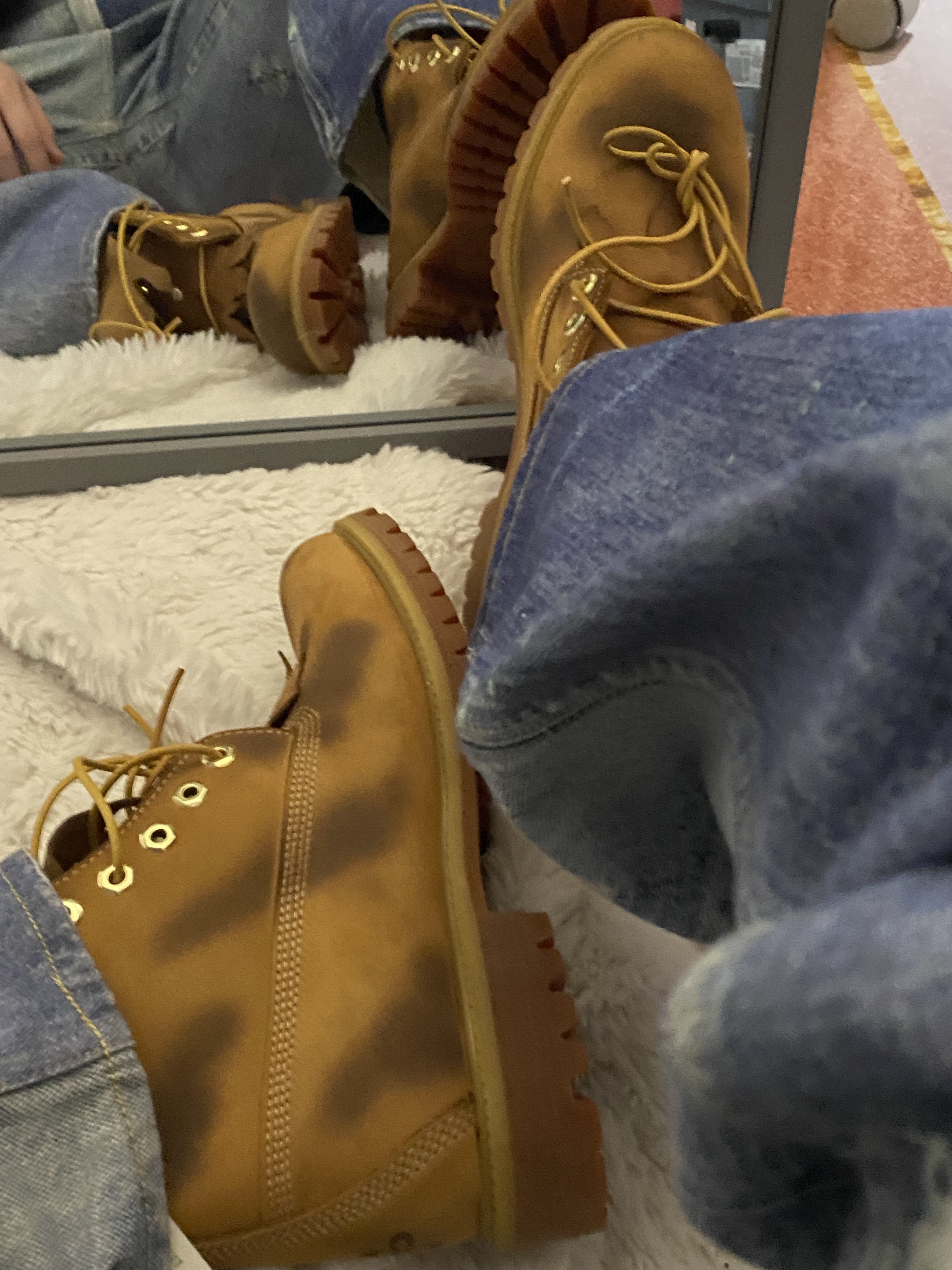 Our Legacy Third Cut Digital Denim Print, Timberland x Surgery 6 inch Boot Yellow - Wide 착용 스타일 - 2
