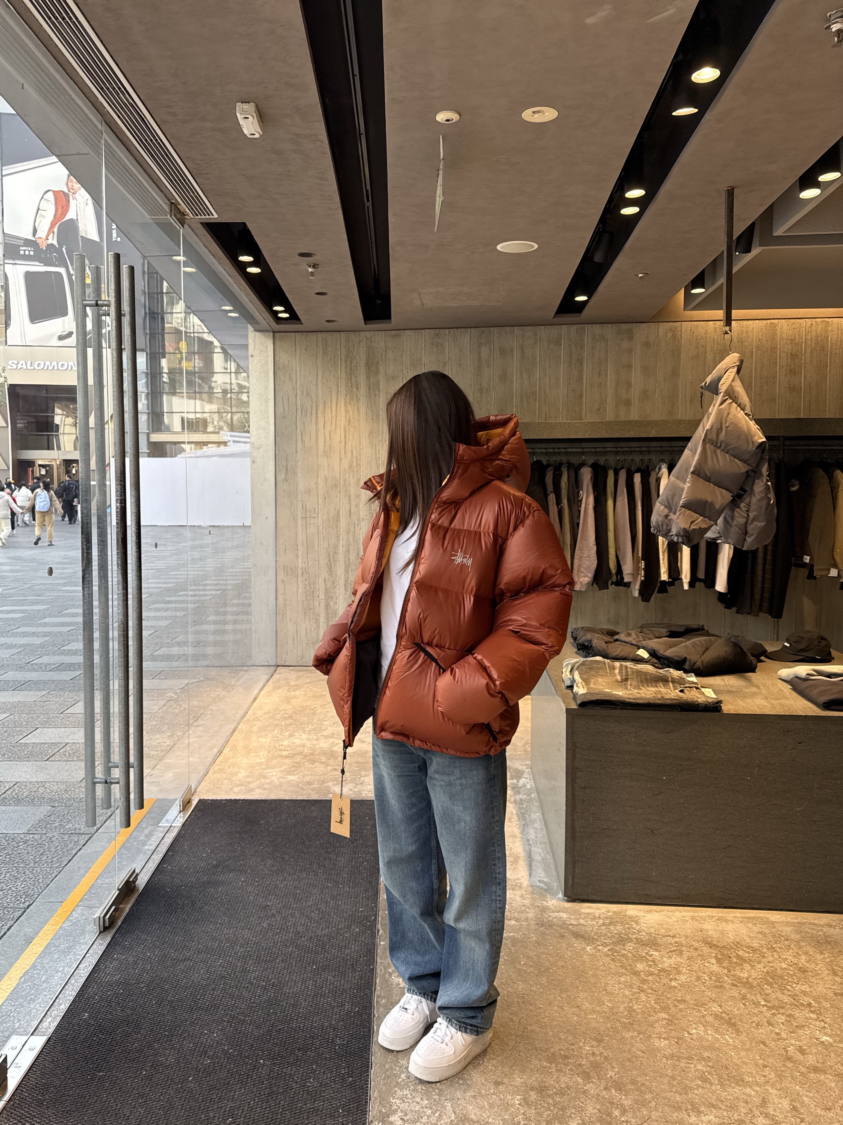 Stussy Micro Ripstop Down Parka Brick 착용 스타일