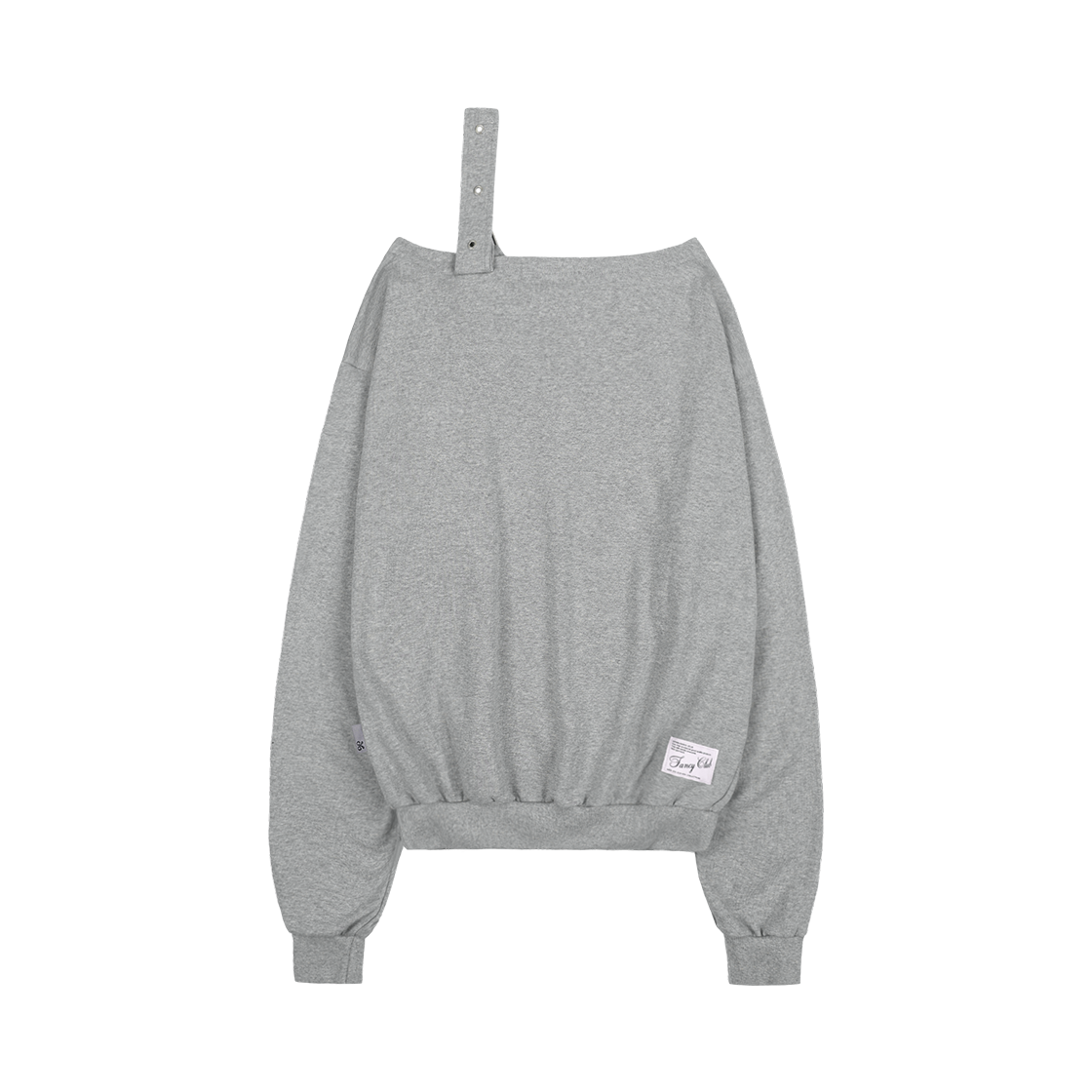 F24ZB063-MELANGE GRAY Fancy Club One-Shoulder Buckle Sweatshirt Melange Gray - #2