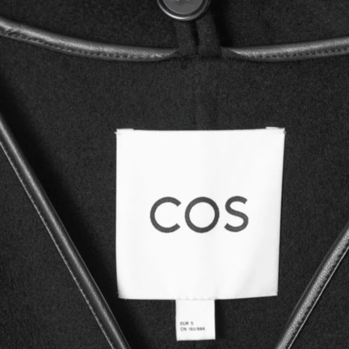 (W) COS Leather Trimmed Wool Scarf Coat Black 착용 스타일