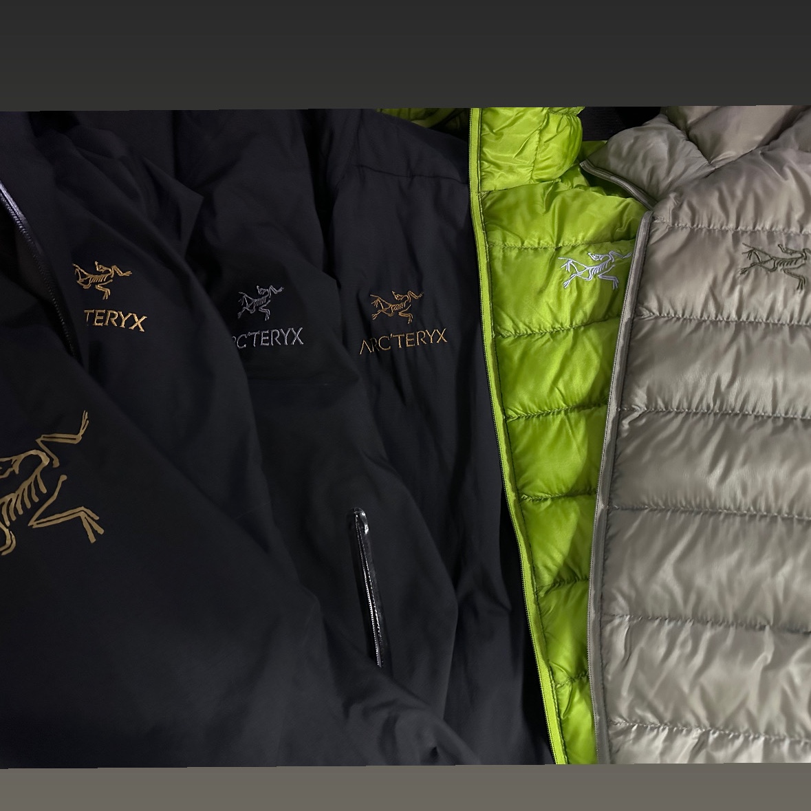 Arc'teryx x Beams Zeta SL Jacket Black Gold, Arc'teryx Atom LT Hoody 24K Black 착용 스타일