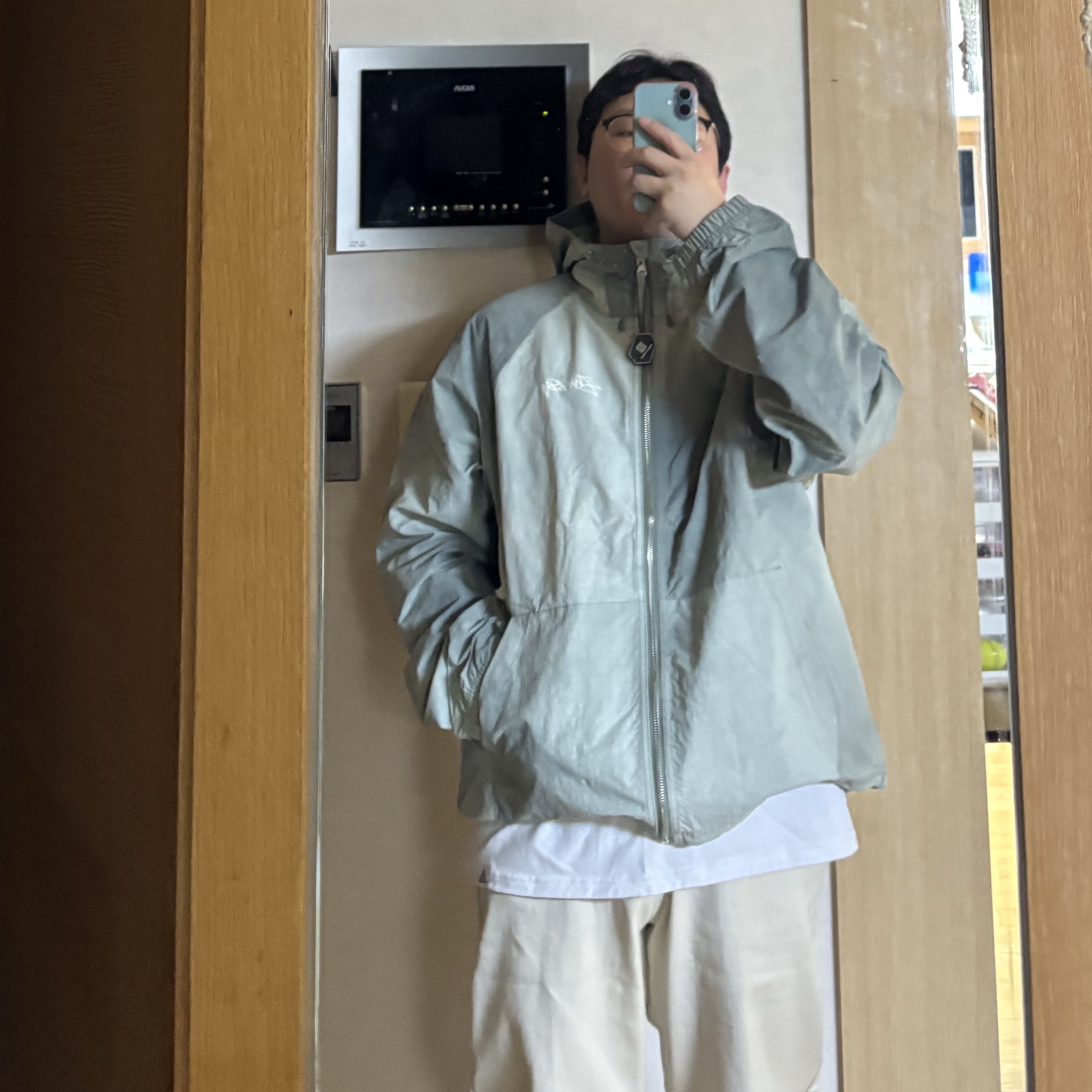 Stussy Wave Dye Beach Shell Jacket Sage 착용 스타일