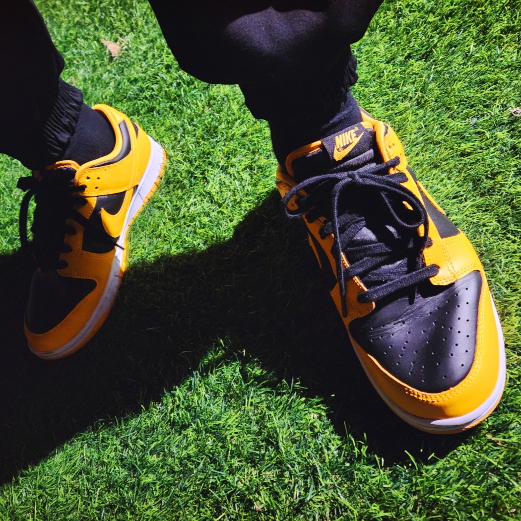 Nike Club Unstructured Swoosh Cap Black, Nike Dunk Low Retro Championship Goldenrod 착용 스타일 - 4