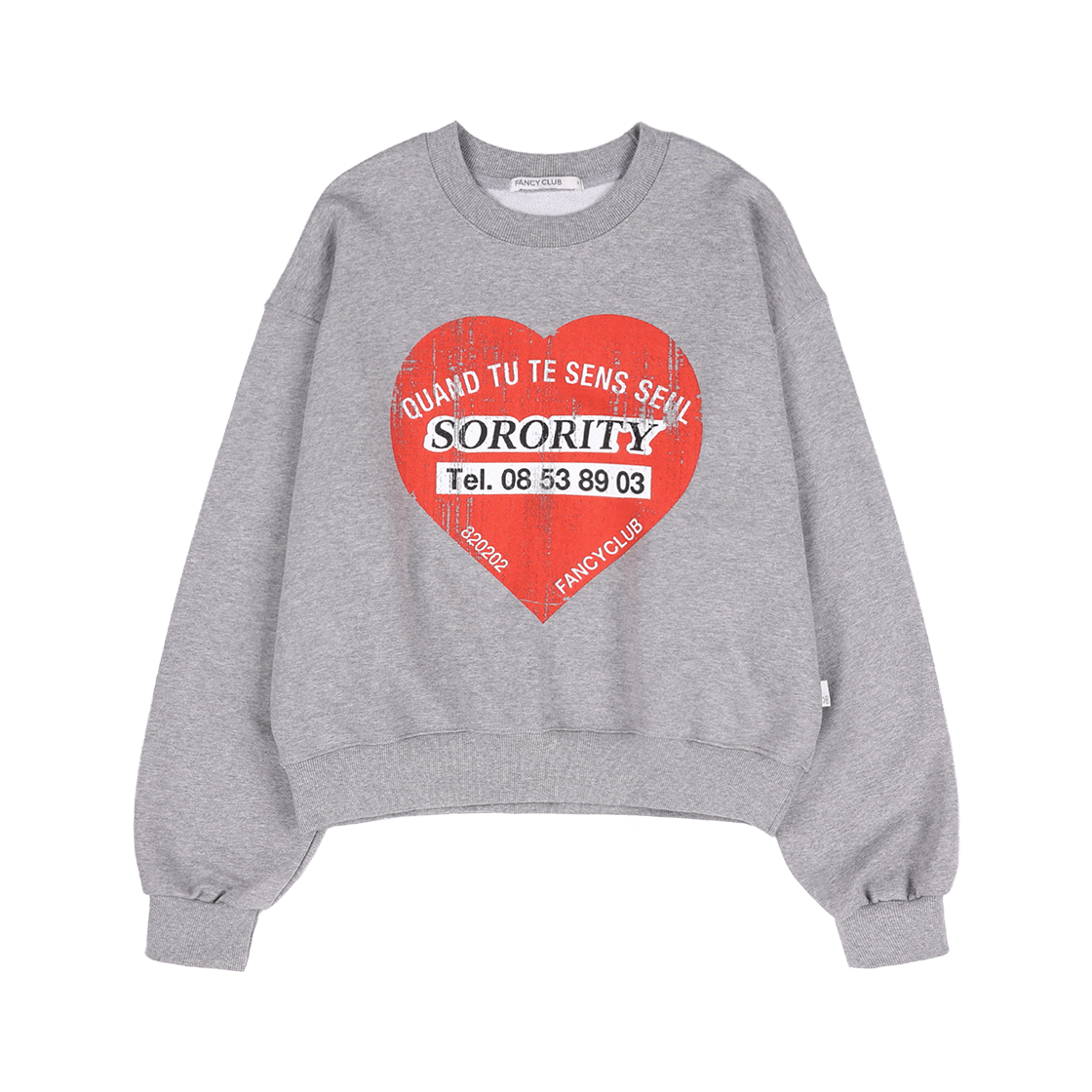 ◇NASTY FANCY CLUB◇ Crimson Heart Sweatshirt BLACKF24ZB055 팬시클럽 크림슨 하트 스웻셔츠 멜란지 그레이 | FANCY CLUB | KREAM