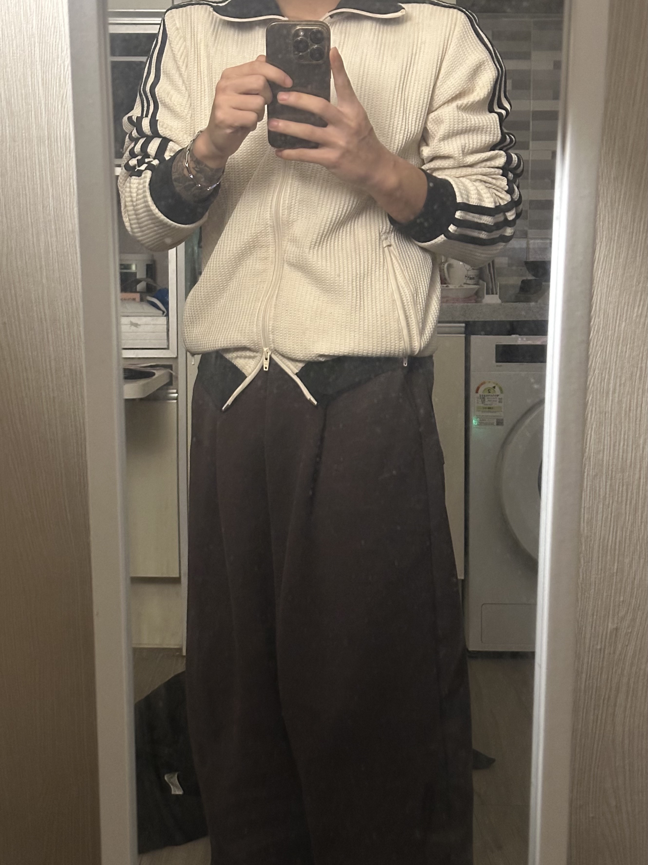 Adidas Waffle Beckenbauer Track Top Wonder White - KR Sizing 착용 스타일