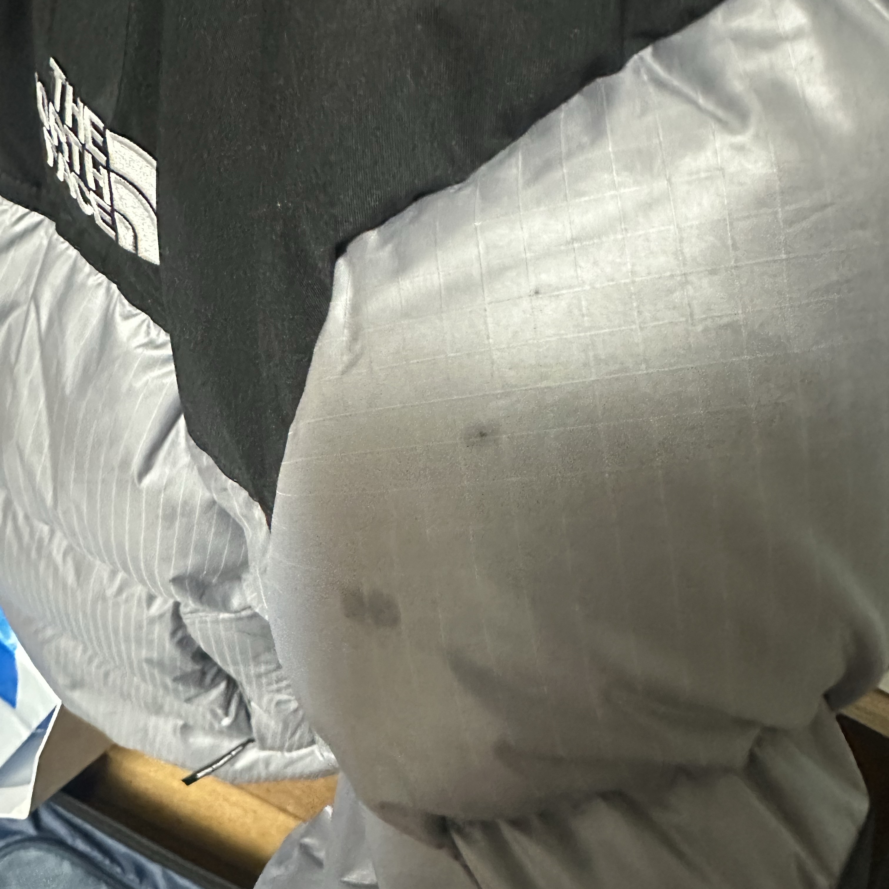 The North Face White Label Novelty Nuptse Down Jacket Heather Gray 착용 스타일 - 1
