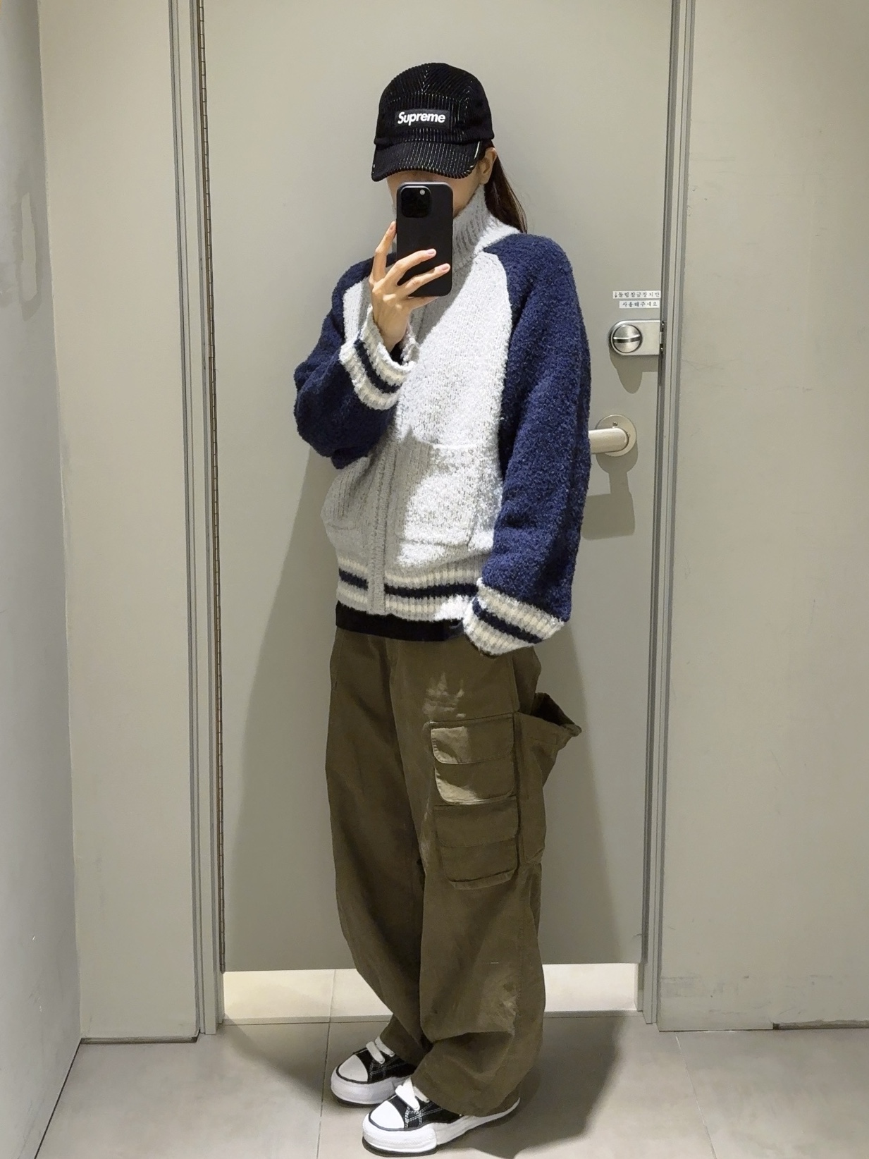 Supreme 2-Tone Corduroy Camp Cap Black - 23SS, Maison Mihara Yasuhiro Peterson OG Sole Canvas Low Sneakers Black 착용 스타일 - 2