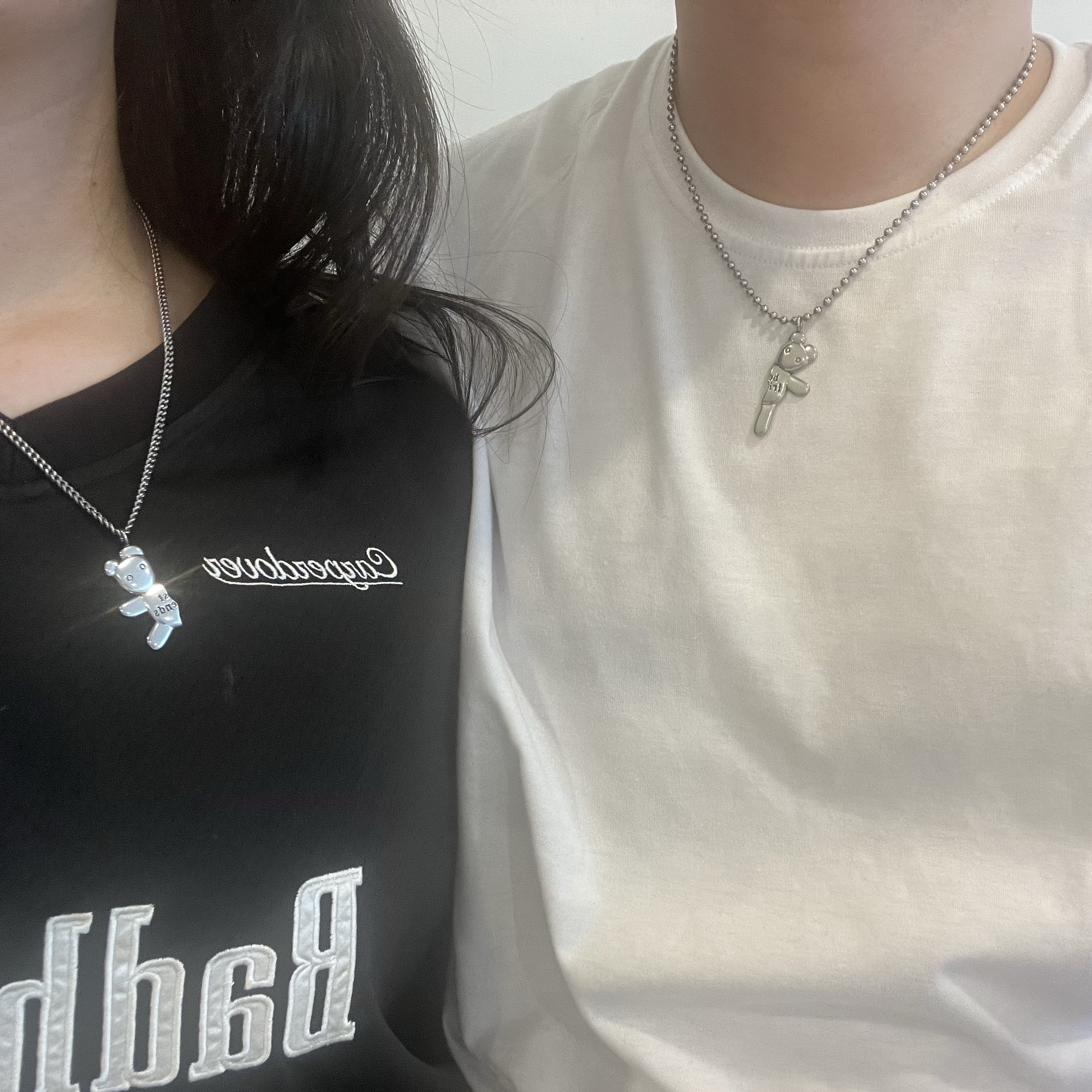 Heaven by Marc Jacobs Friendship Necklace Set Silver Ox (Set of 2) 착용 스타일