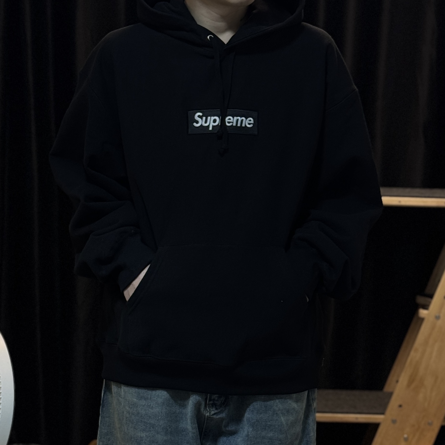 Supreme Box Logo Hooded Sweatshirt Black - 24FW 착용 스타일