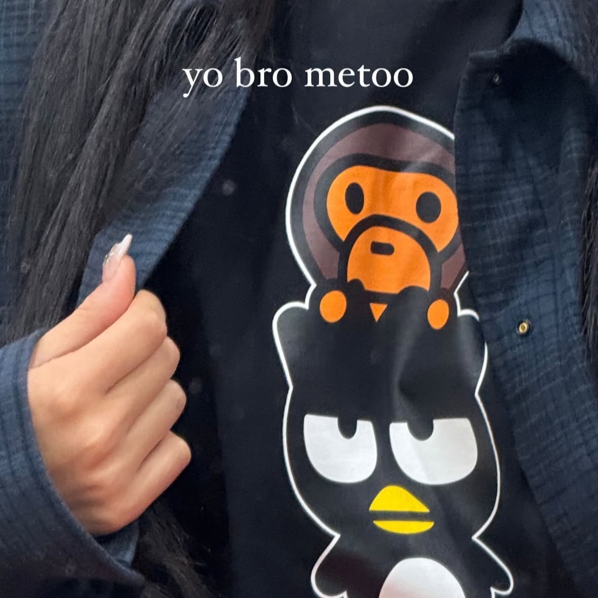 BAPE Baby Milo x Bad Badtz-Maru T-Shirt White 착용 스타일 - 3