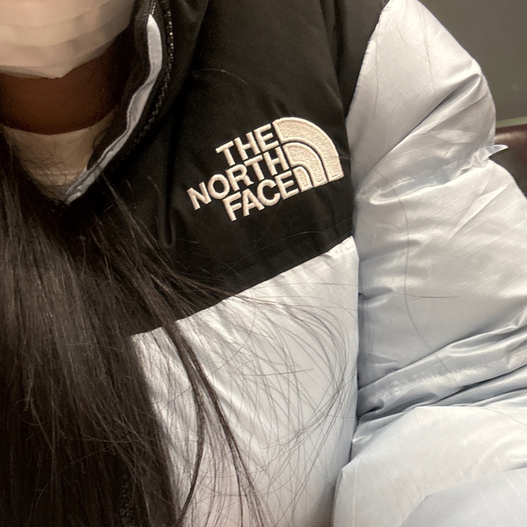 The North Face White Label Novelty Nuptse Down Jacket Sky Blue 착용 스타일