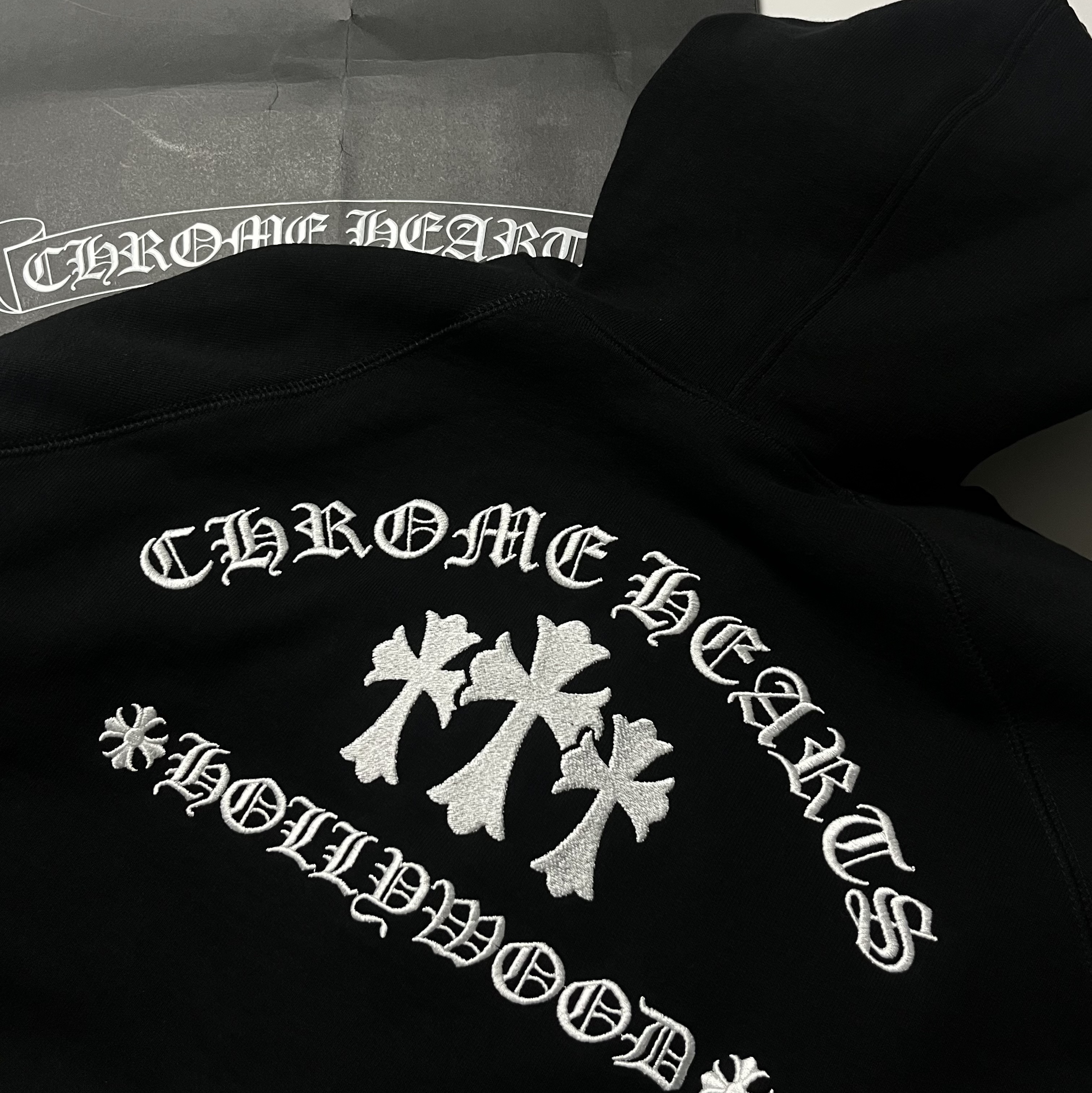 Chrome Hearts Cemetery Hollywood Fleece Zip-Up Hoodie Black 착용 스타일