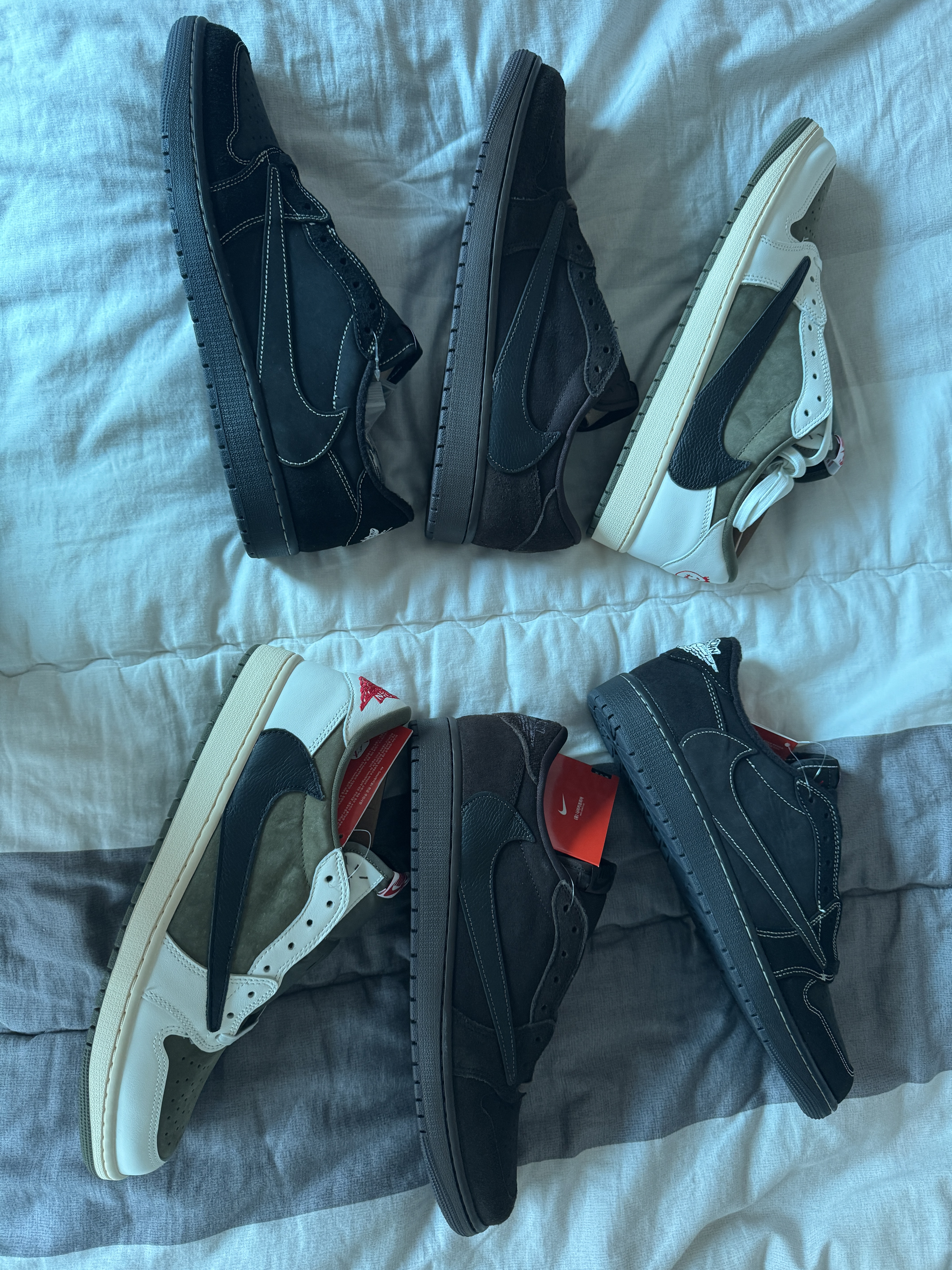 Jordan 1 x Travis Scott Retro Low OG SP Velvet Brown and Dark Mocha, Jordan 1 x Travis Scott Retro Low OG SP Reverse Olive 착용 스타일