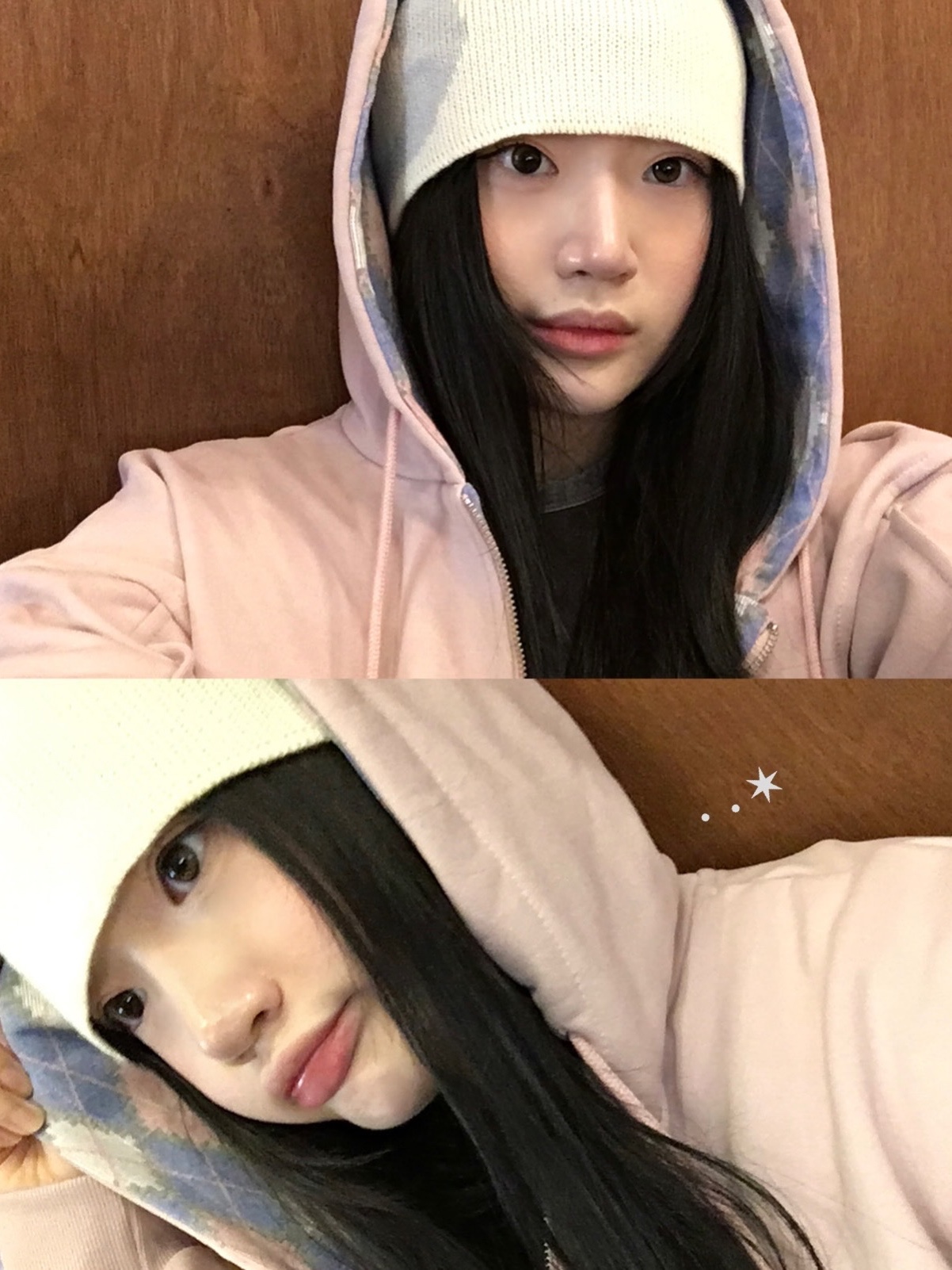 [KREAM 단독] Newalrin Lollipop Check Hoodie Zip Up Baby Pink 착용 스타일 - 5
