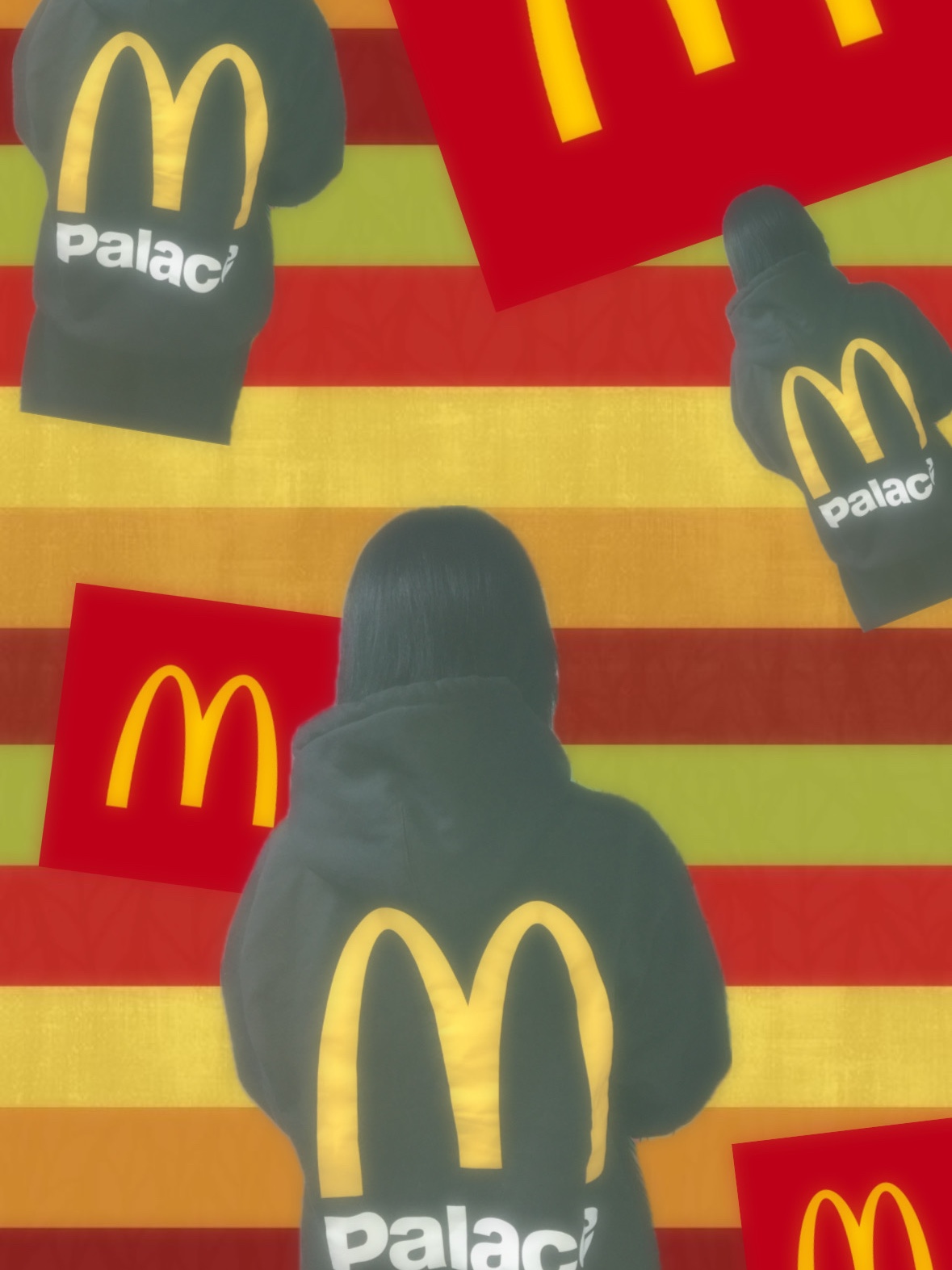 Palace x McDonald's Logo Hood Black - 23FW 착용 스타일