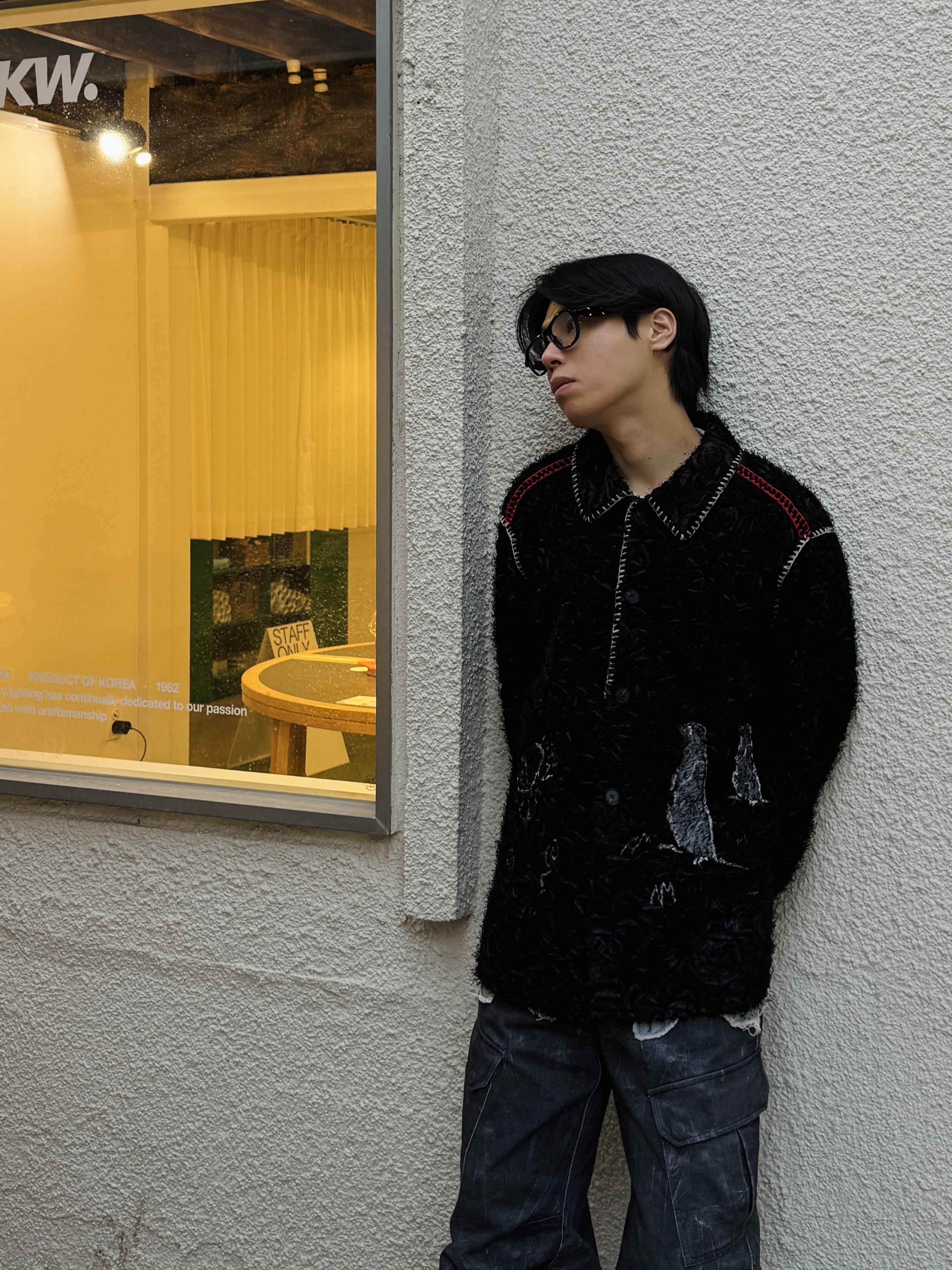 Gentle Monster x Maison Margiela MM113 Black Clear 착용 스타일 - 6