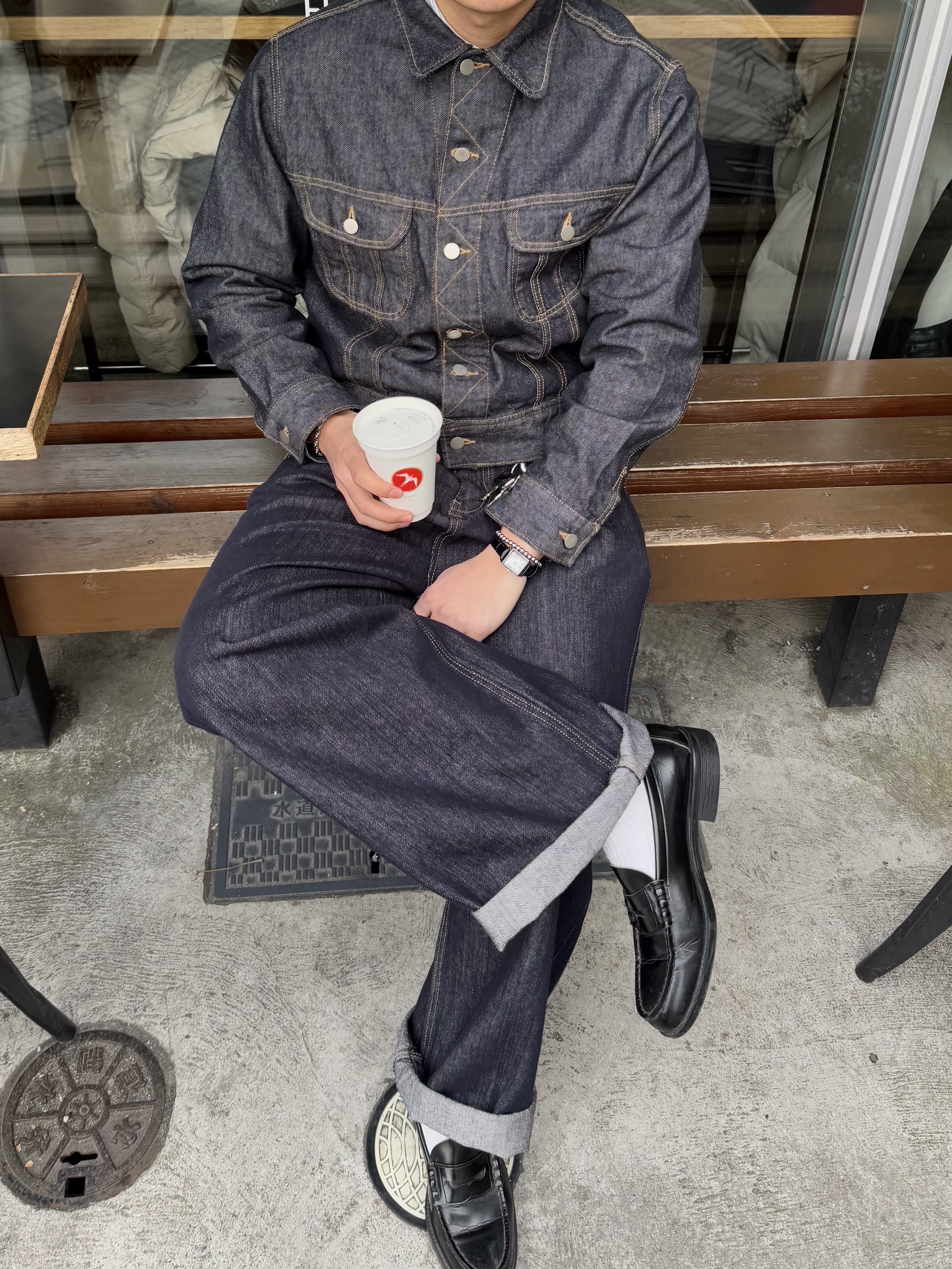 Human Made Carabiner 70mm Silver, Haruta Leather Penny Loafer Black 착용 스타일 - 4