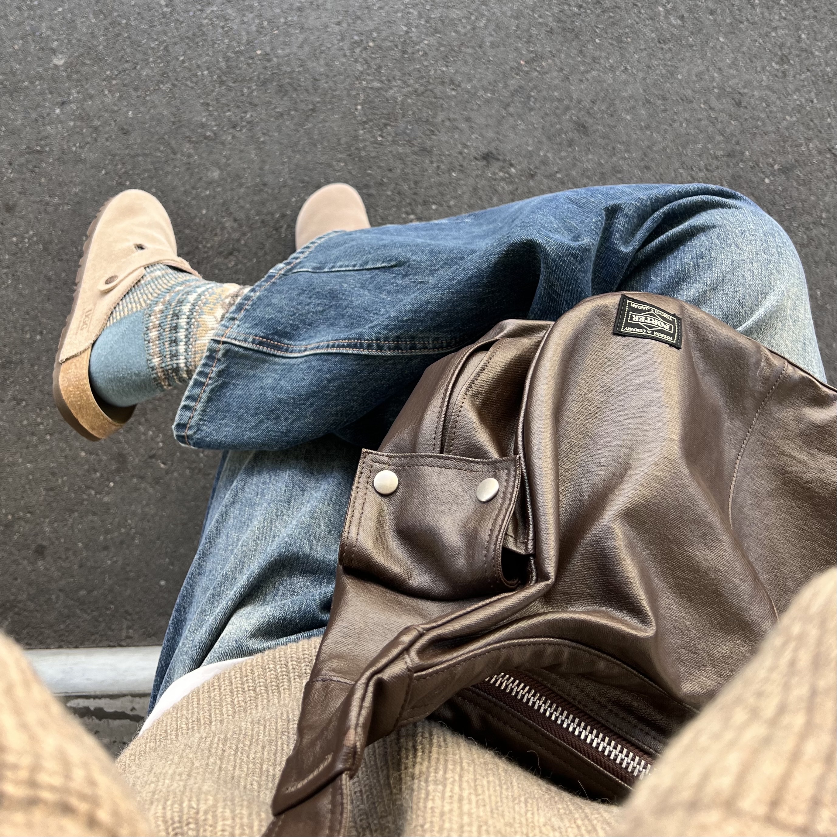 Porter Free Style Shoulder Bag Brown 착용 스타일