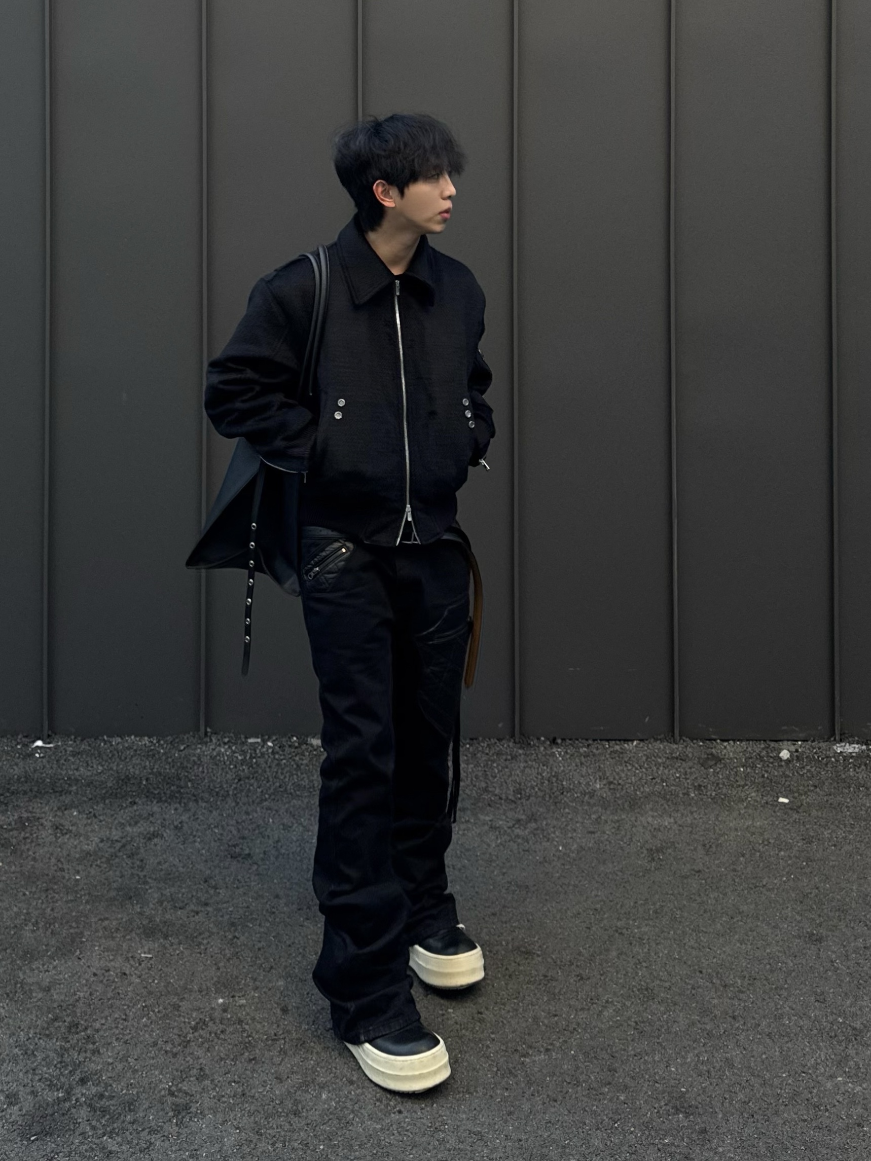 Rick Owens Mega Bumper Geobasket Black Milk 착용 스타일 - 5