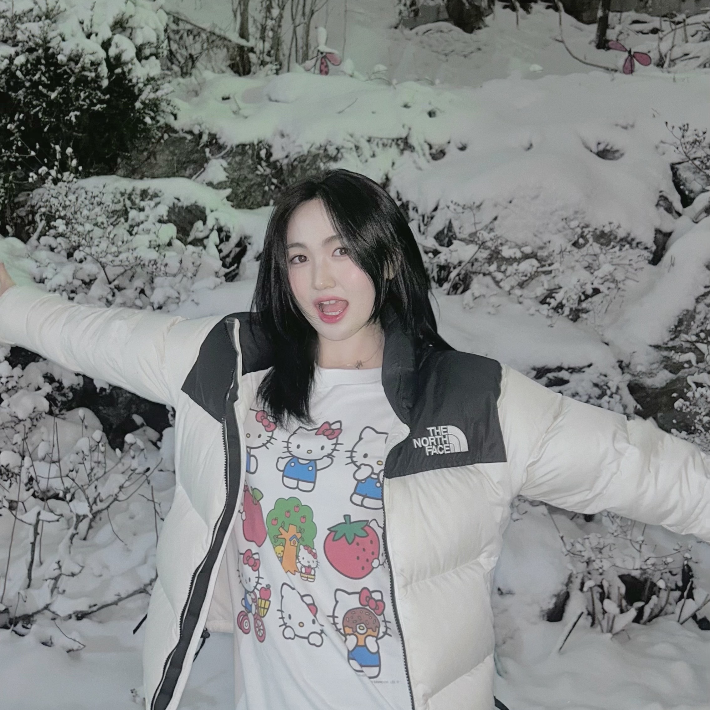 The North Face 1996 Eco Nuptse Jacket White 착용 스타일 - 1