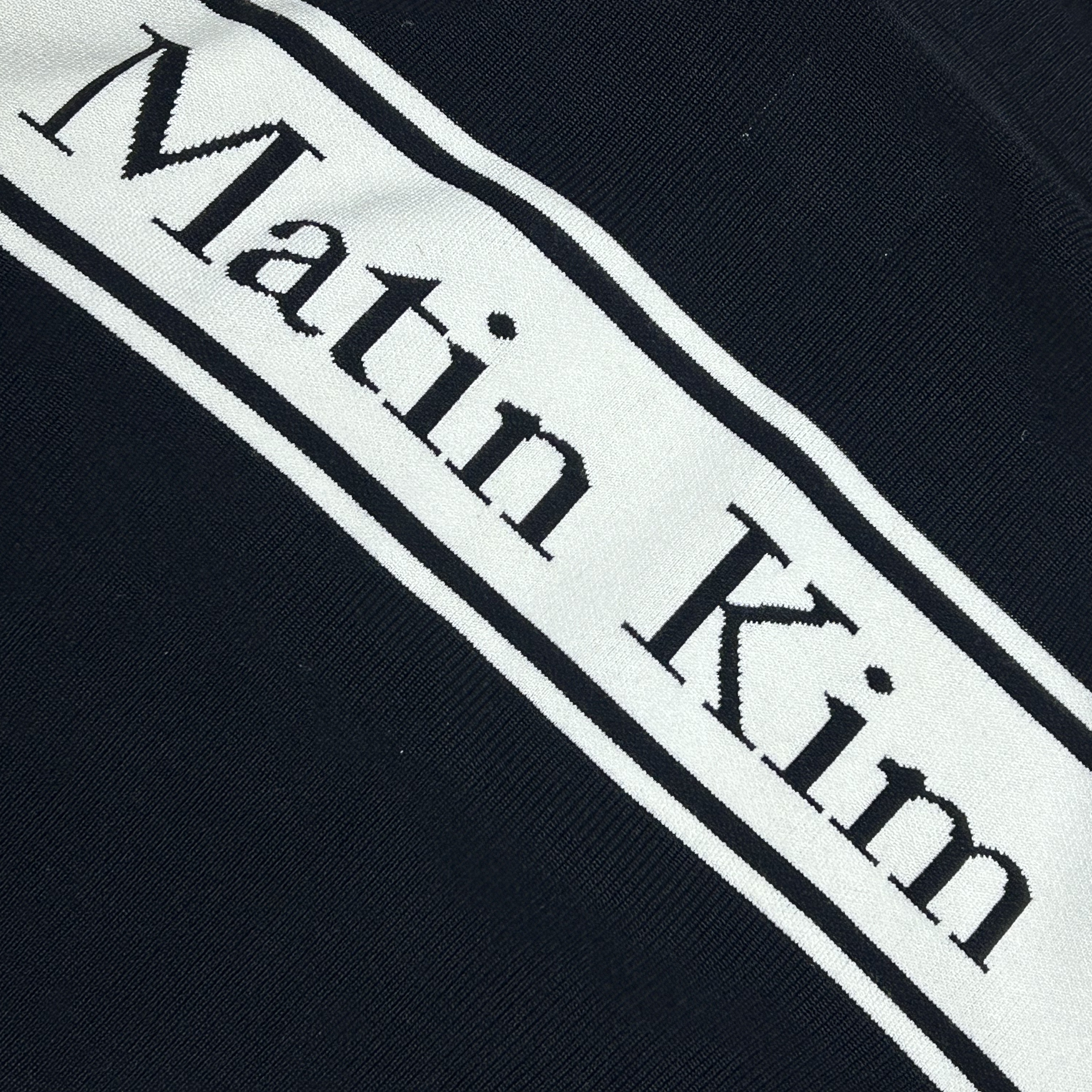 Matin Kim Spell Point Stripe Knit Cardigan Black 착용 스타일