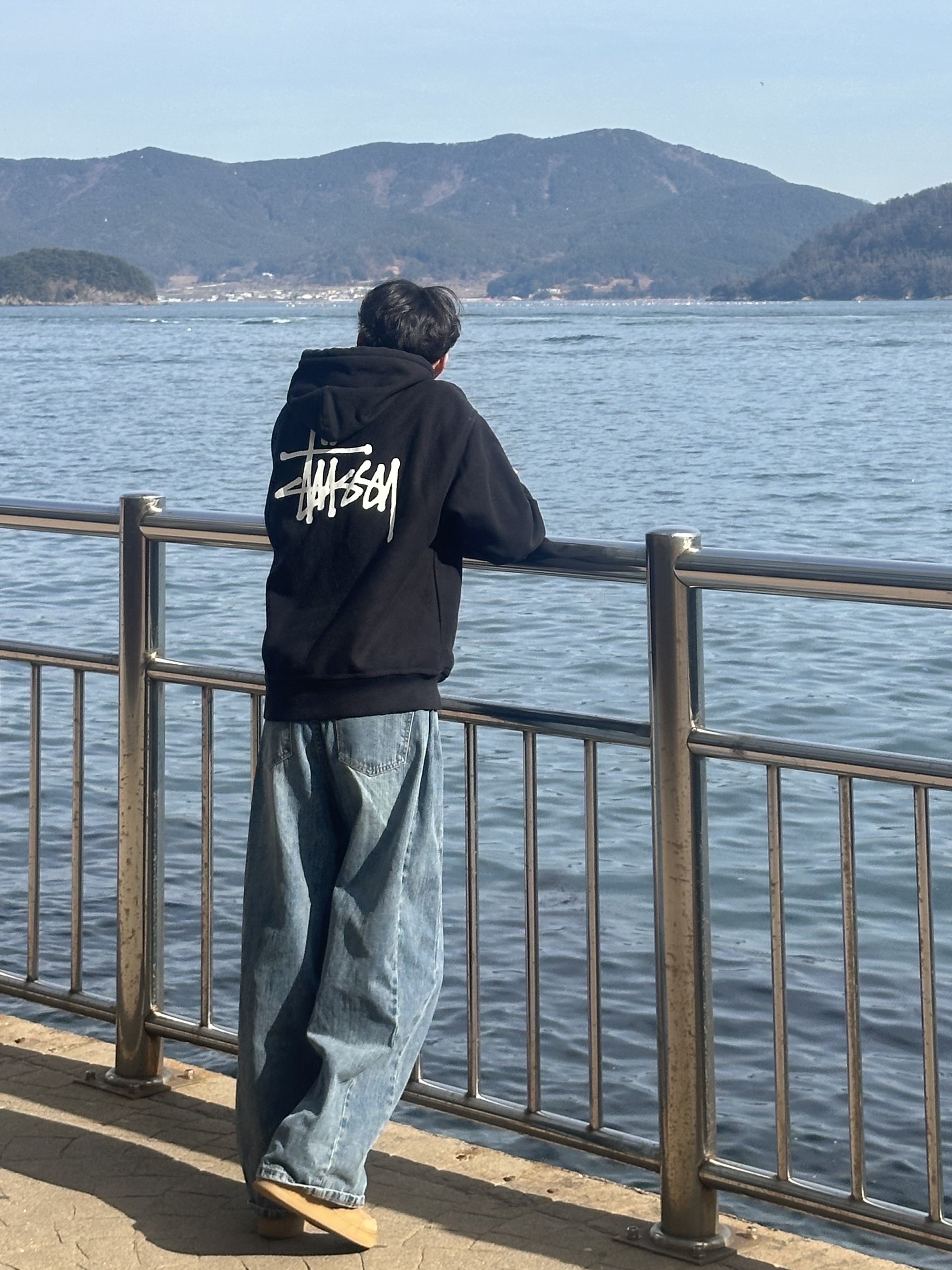 Stussy Basic Stussy Hoodie Black 착용 스타일