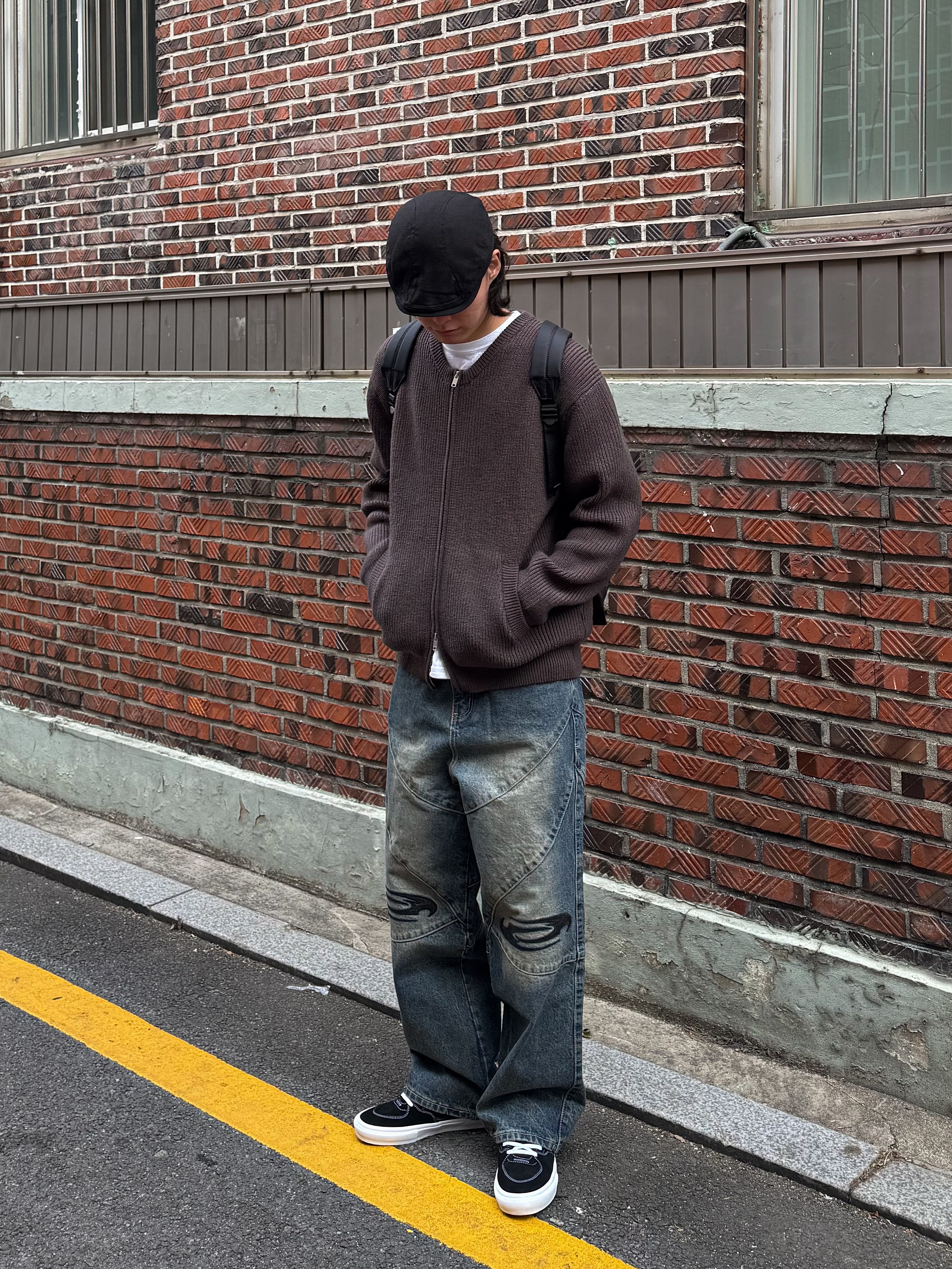 CDG Backpack Black, Vans Skate Half Cab Black 착용 스타일 - 2