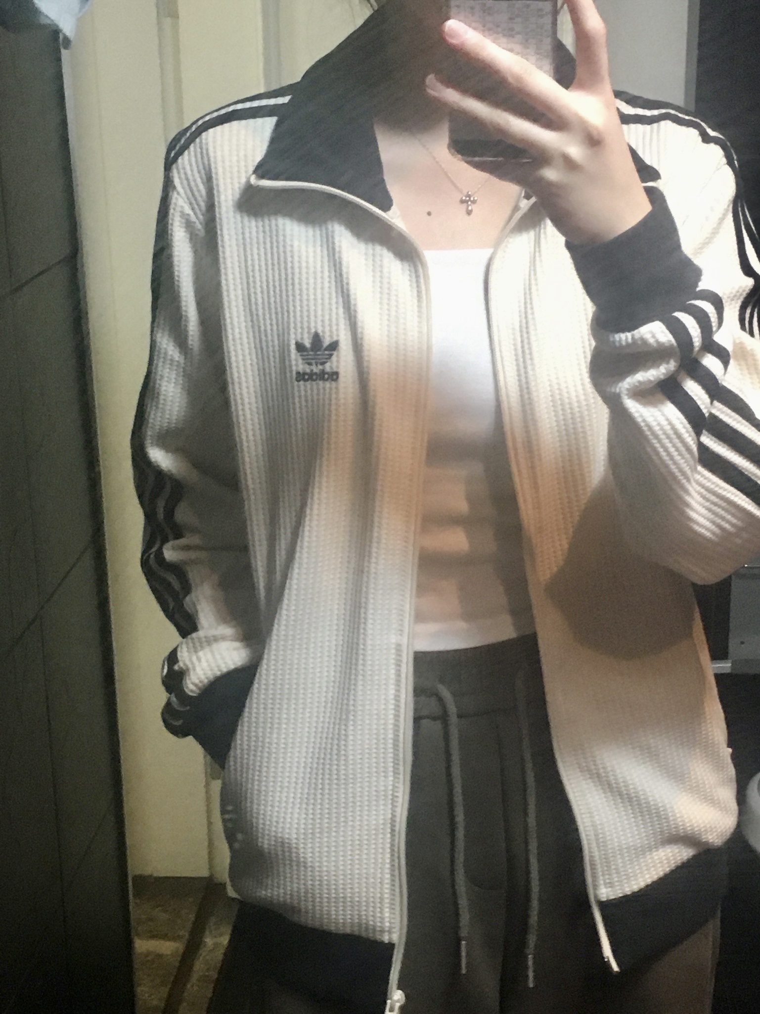 Adidas Waffle Beckenbauer Track Top Wonder White - KR Sizing 착용 스타일 - 1