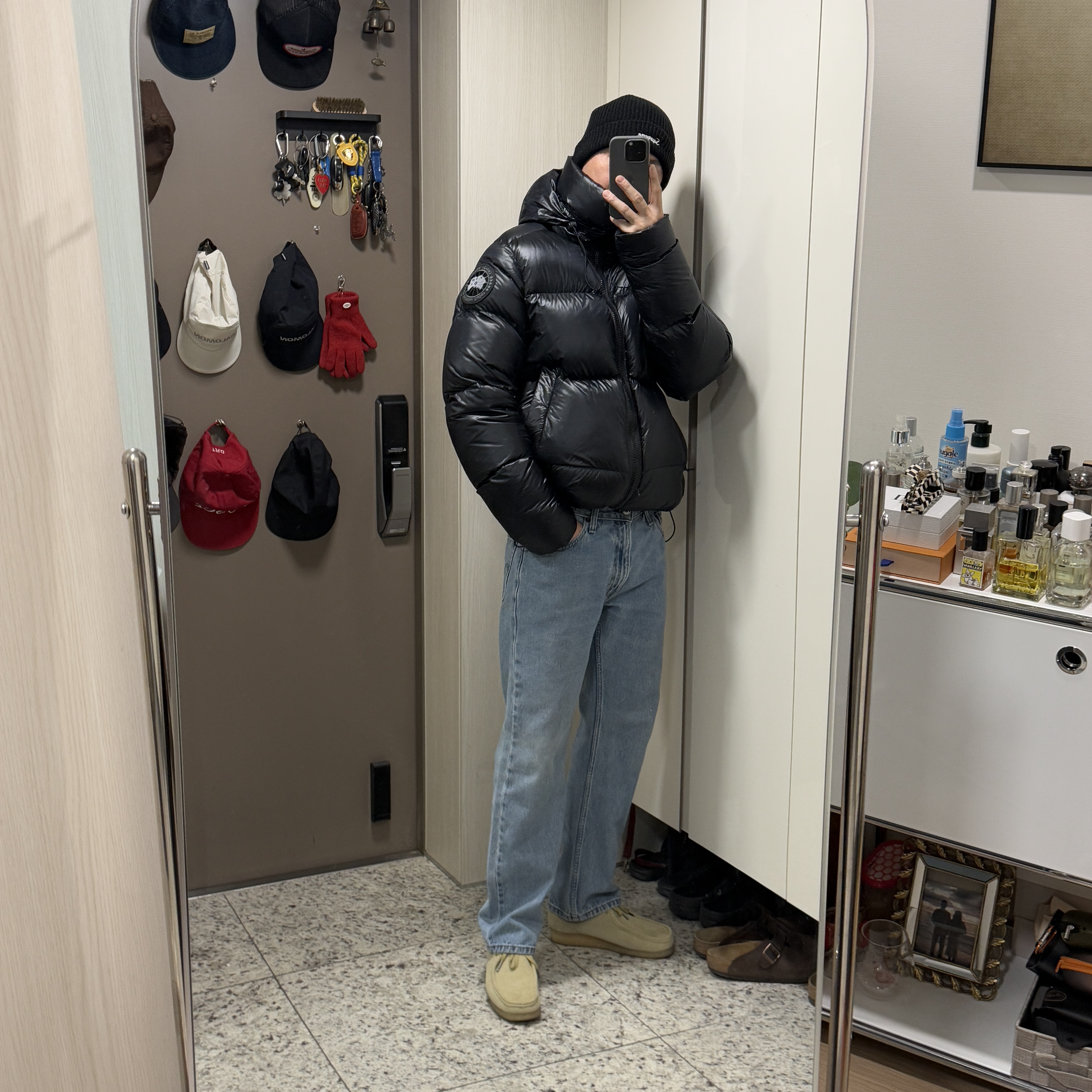 Canada Goose Crofton Puffer Black Label Black, Canada Goose Crofton Puffer Black 착용 스타일 - 3