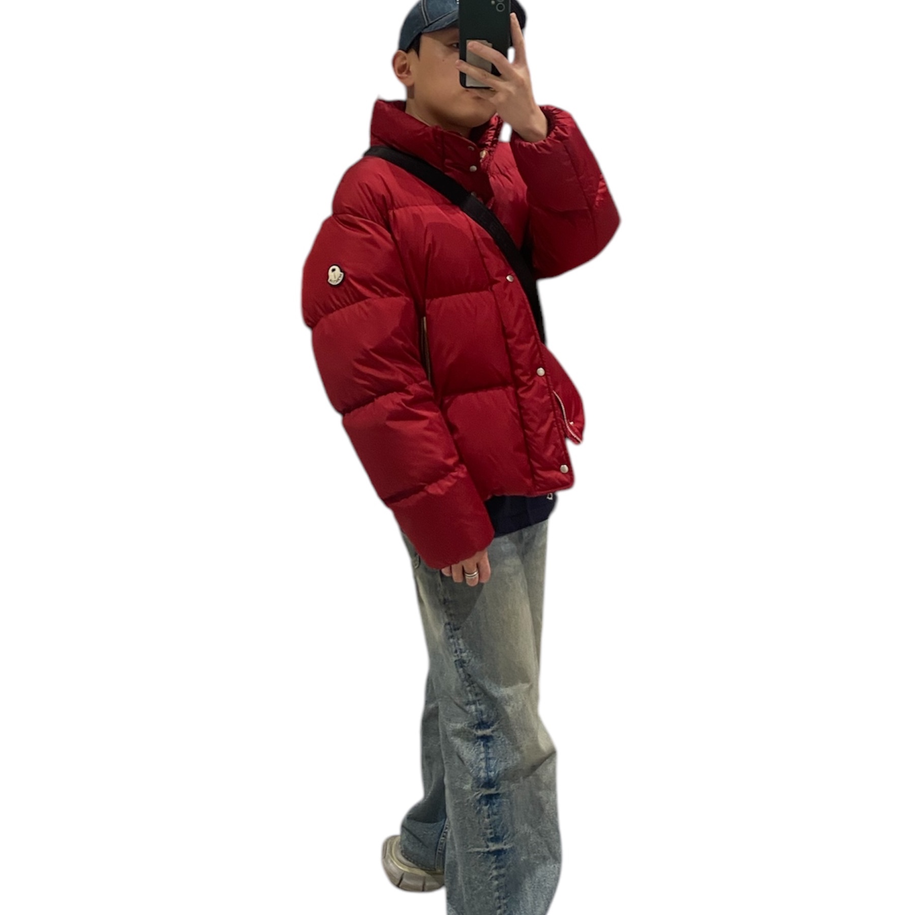 Moncler x Palm Angels Panamint Short Down Jacket Burgundy - 21FW 착용 스타일 - 1