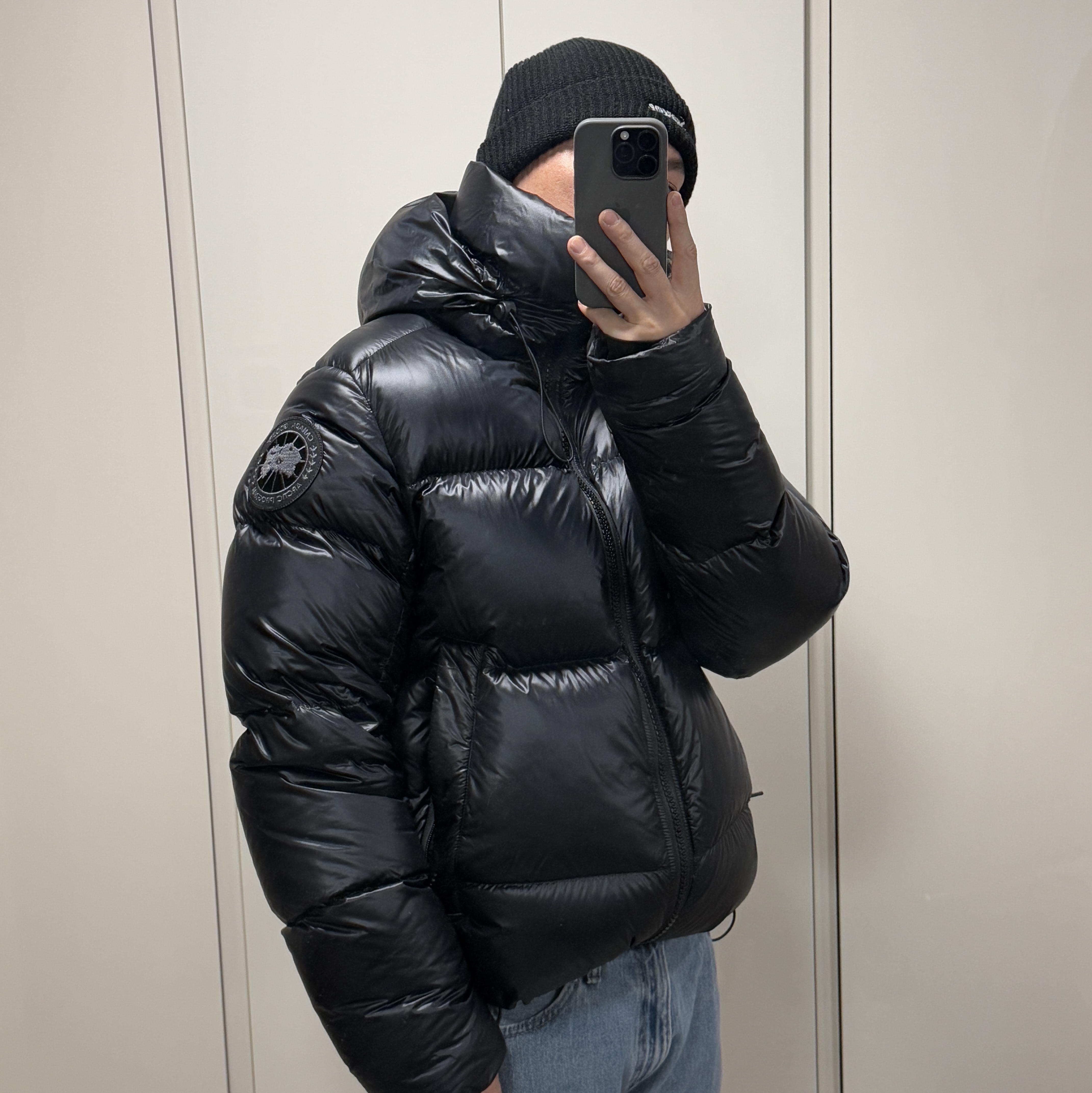 Canada Goose Crofton Puffer Black Label Black, Canada Goose Crofton Puffer Black 착용 스타일 - 1
