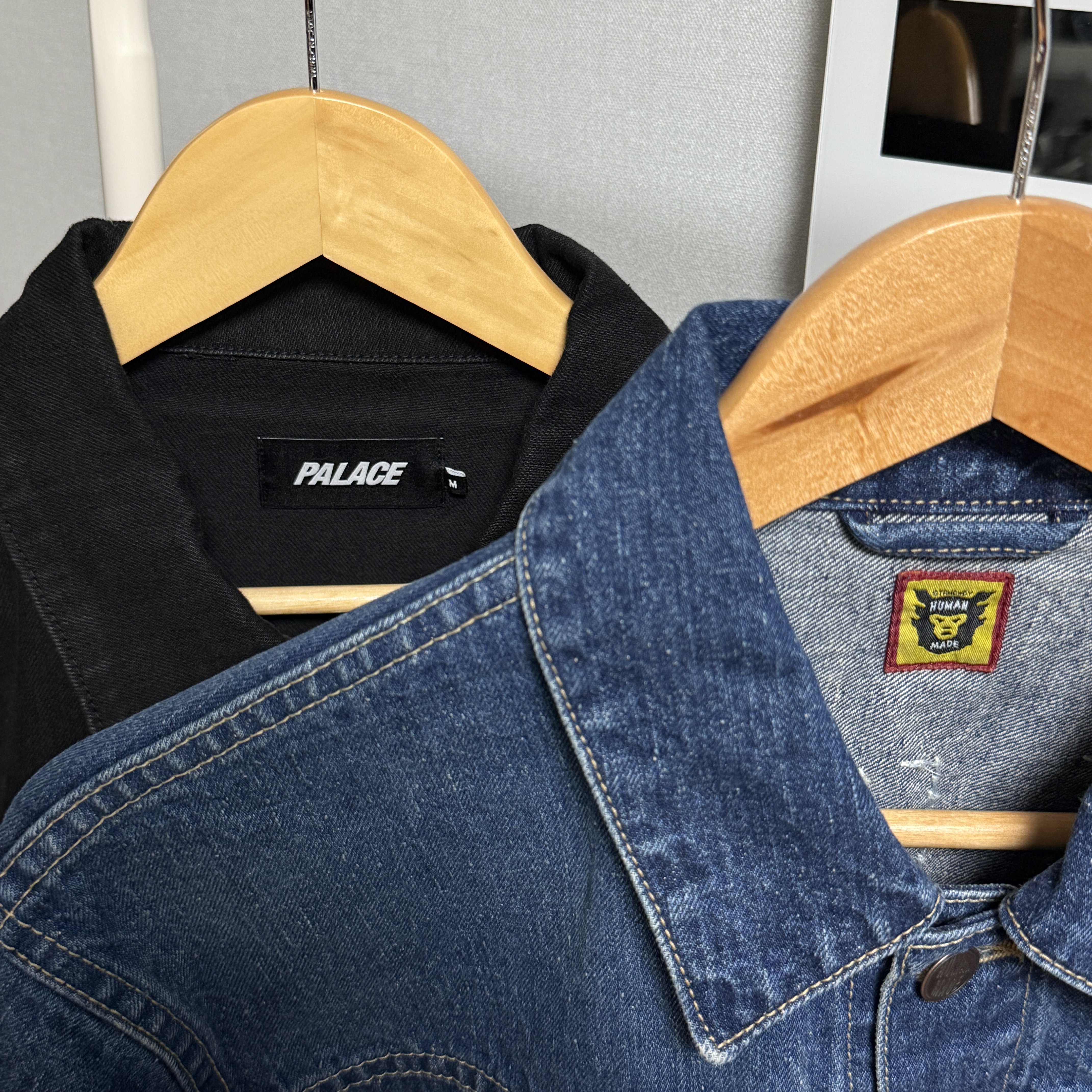 Palace Type P Jacket Black Stone Wash - 24SS, Human Made Denim Work Jacket Indigo 착용 스타일