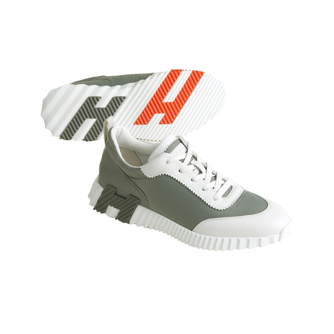 에르메스 바운싱 스니커즈 립스탑 패브릭 카프스킨 & 에뚜쁘 블랑(Hermes Bouncing Sneakers Ripstop Fabric Calfskin & Etoupe Blanc) - 2