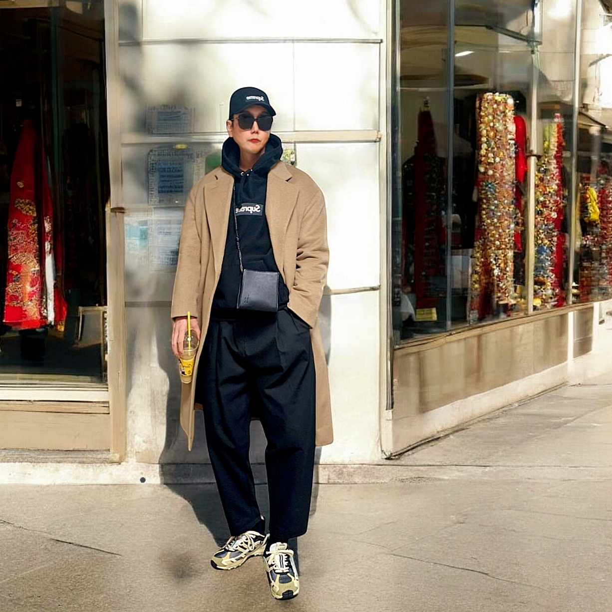 Supreme Washed Chino Twill Camp Cap Black, Adidas x Song for the Mute Shadowturf Core Black 착용 스타일