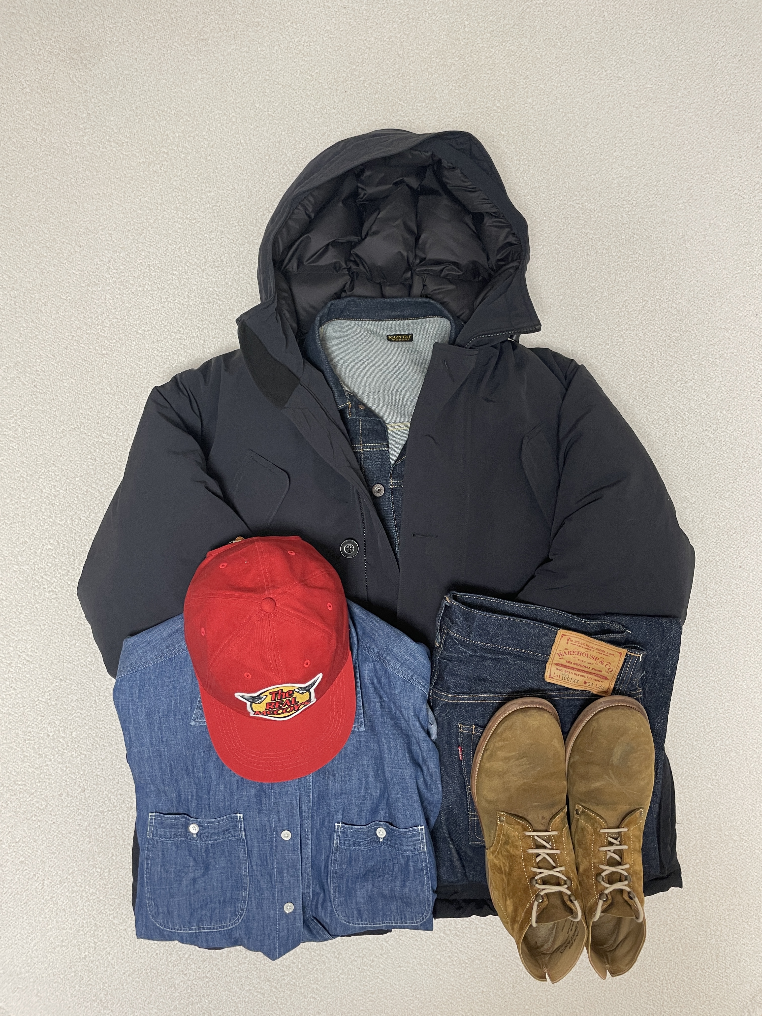The Real McCoy's Logo Baseball Cap Red 착용 스타일 - 1