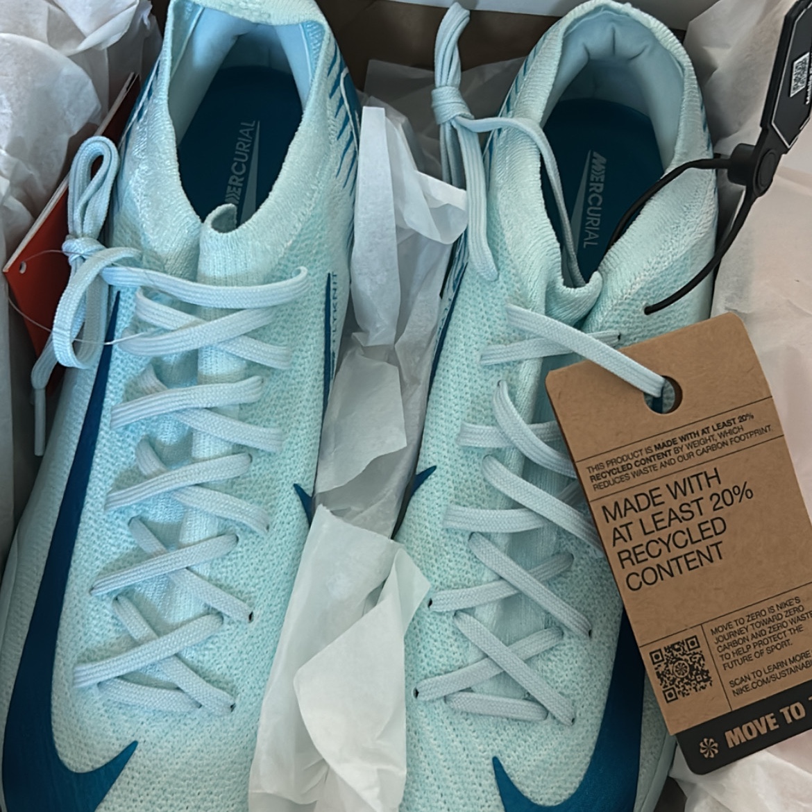 Nike Mercurial Vapor 16 Pro TF Glacier Blue Blue Orbit 착용 스타일